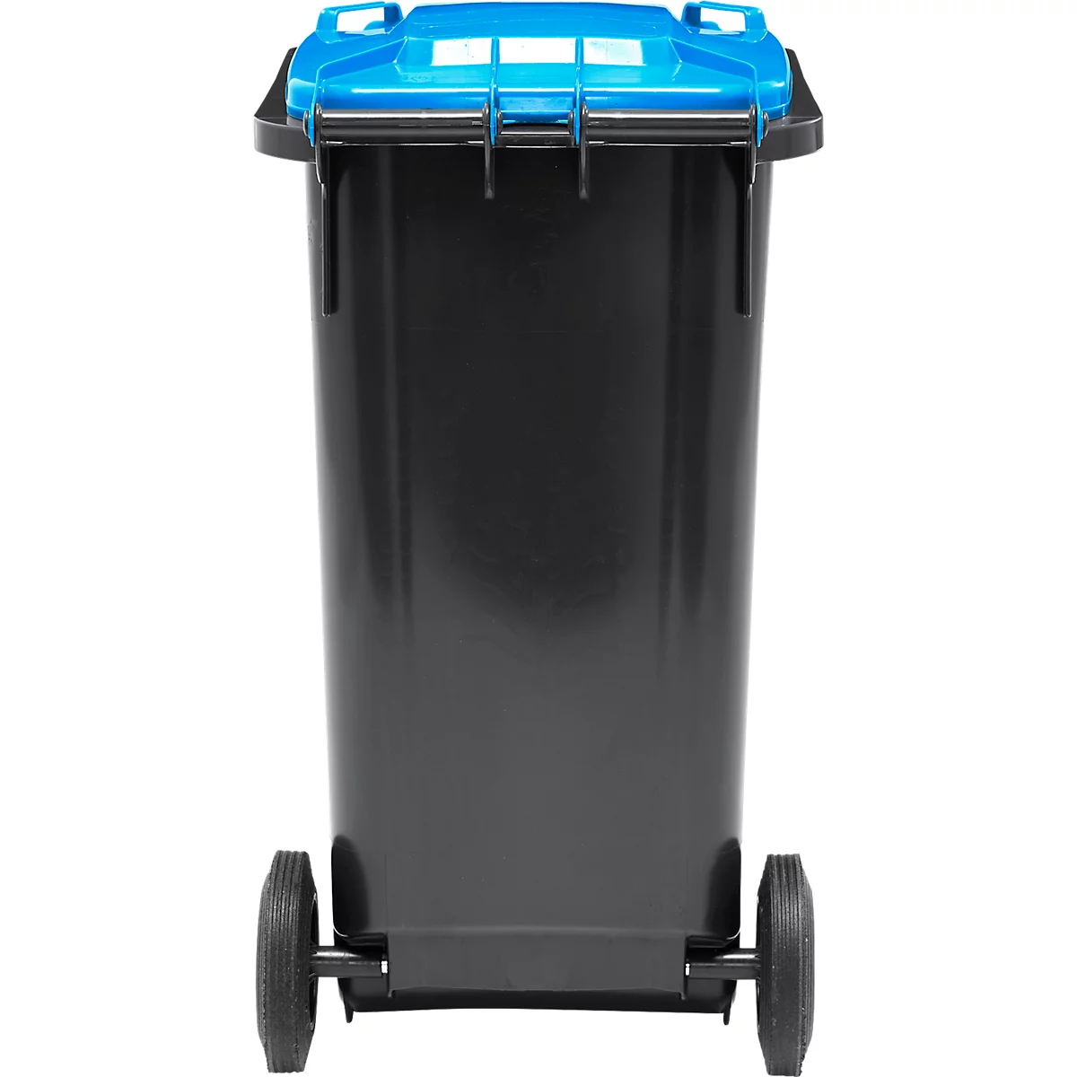 Poubelle mobile SSI Schäfer GMT eXtra, 120 l, EN 840, préparée pour recevoir une puce, poignée de traction, 90 % de plastique recyclé, noir-bleu