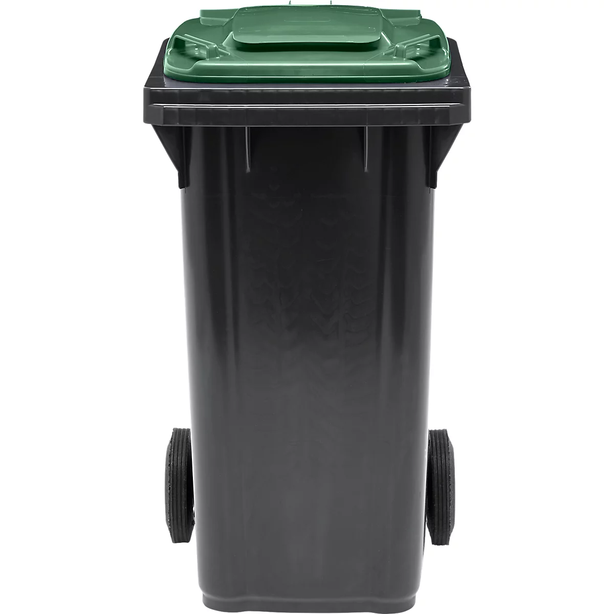 Poubelle mobile SSI Schäfer GMT eXtra, 120 l, EN 840, préparée pour recevoir une puce, poignée de traction, 90 % de plastique recyclé, noir-vert