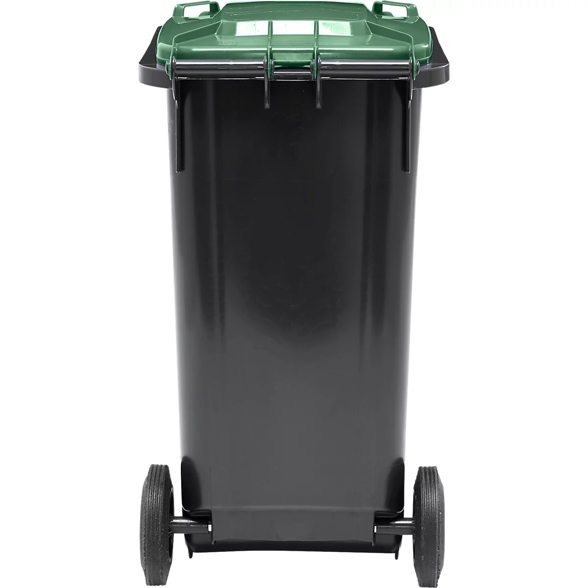 Poubelle mobile SSI Schäfer GMT eXtra, 120 l, EN 840, préparée pour recevoir une puce, poignée de traction, 90 % de plastique recyclé, noir-vert