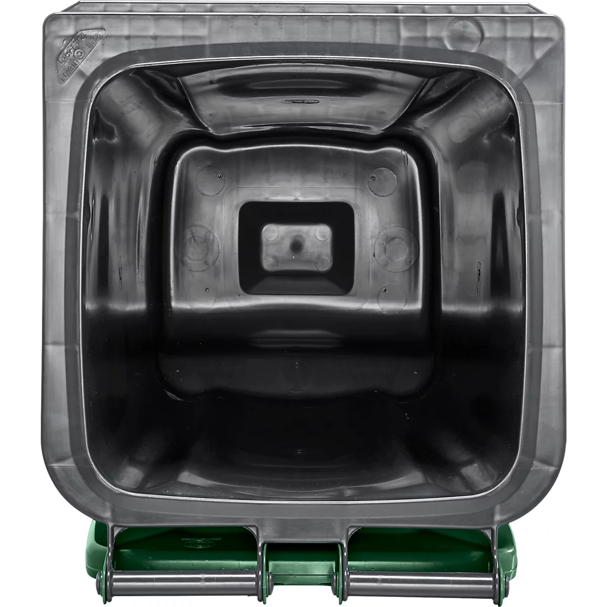 Poubelle mobile SSI Schäfer GMT eXtra, 120 l, EN 840, préparée pour recevoir une puce, poignée de traction, 90 % de plastique recyclé, noir-vert