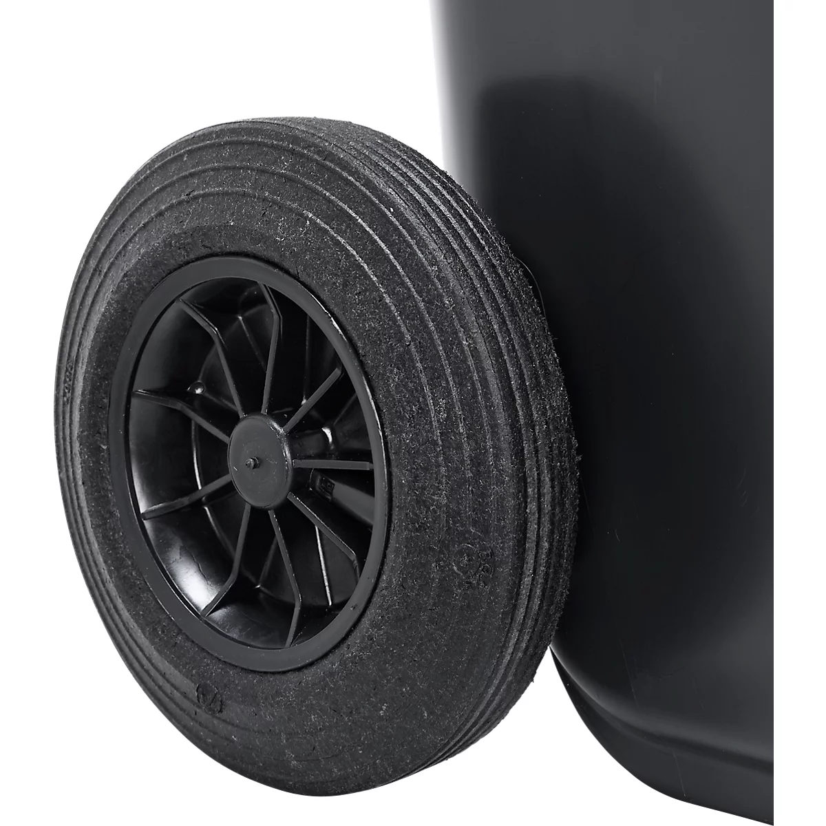 Poubelle mobile SSI Schäfer GMT eXtra, 120 l, EN 840, préparée pour recevoir une puce, poignée de traction, plastique recyclé à 90 %, noir-jaune