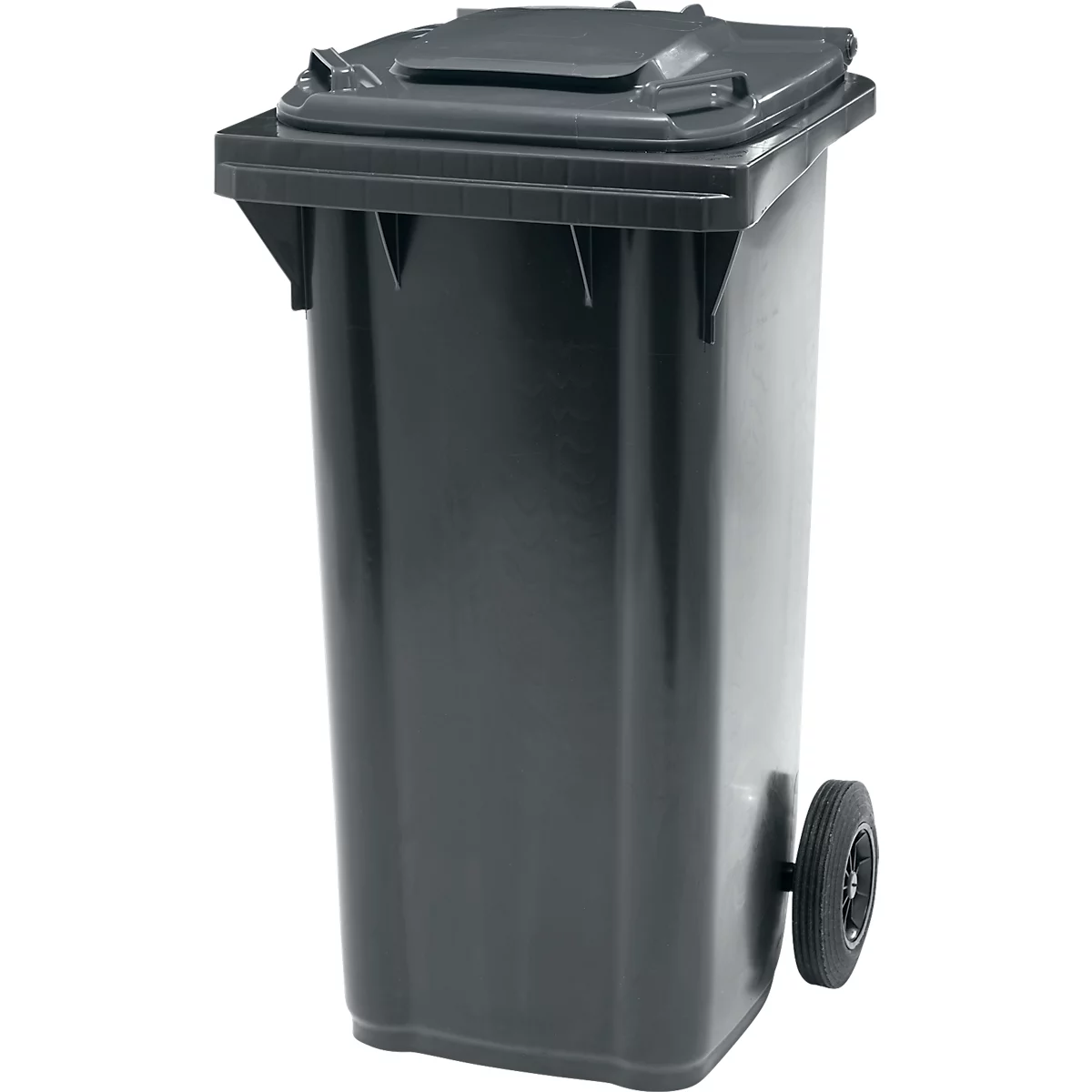Poubelle mobile SSI Schäfer GMT eXtra, 120 l, EN 840, préparée pour recevoir une puce, poignée de traction, plastique recyclé à 90 %, noir-noir