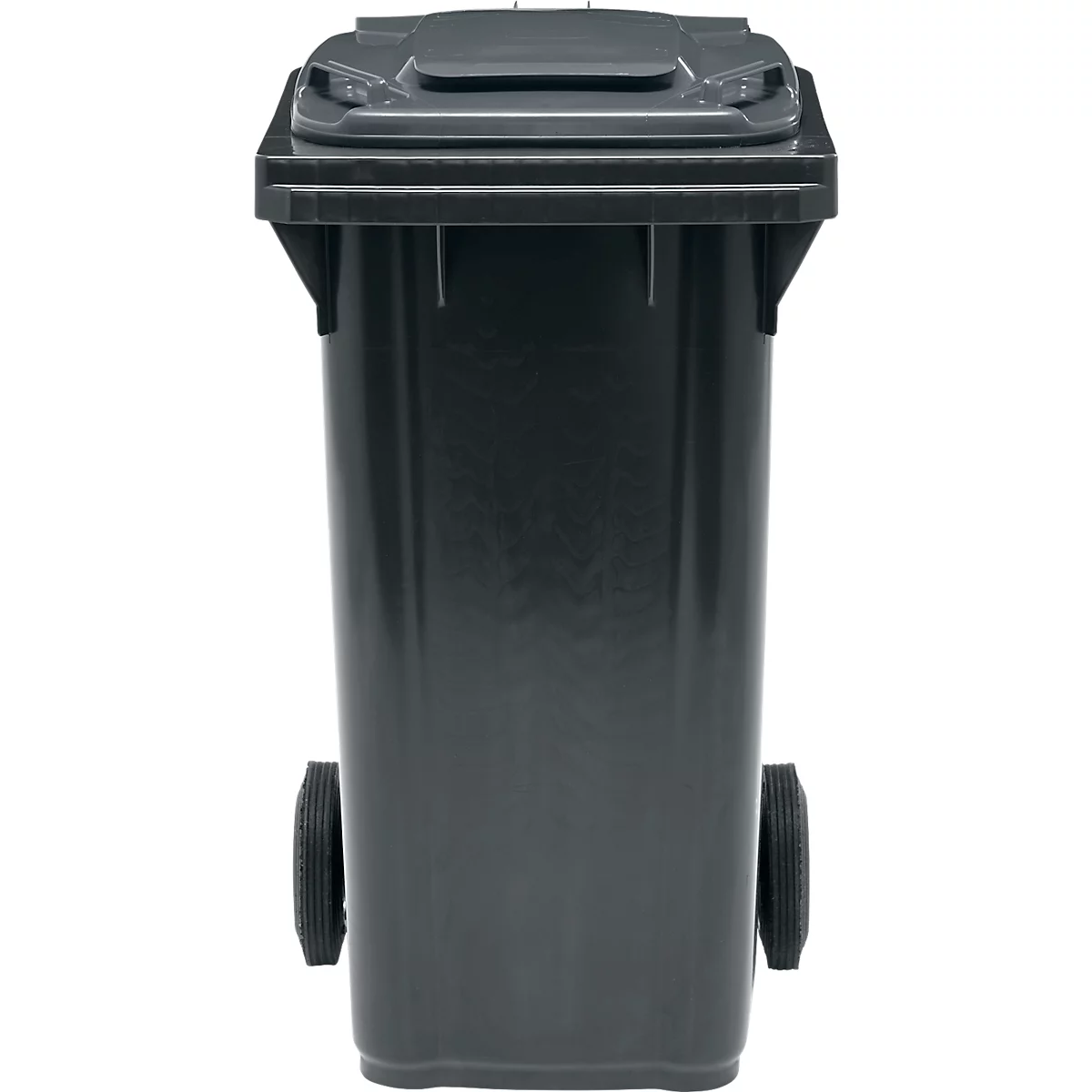 Poubelle mobile SSI Schäfer GMT eXtra, 120 l, EN 840, préparée pour recevoir une puce, poignée de traction, plastique recyclé à 90 %, noir-noir