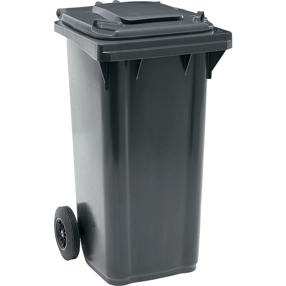 Poubelle mobile SSI Schäfer GMT eXtra, 120 l, EN 840, préparée pour recevoir une puce, poignée de traction, plastique recyclé à 90 %, noir-noir
