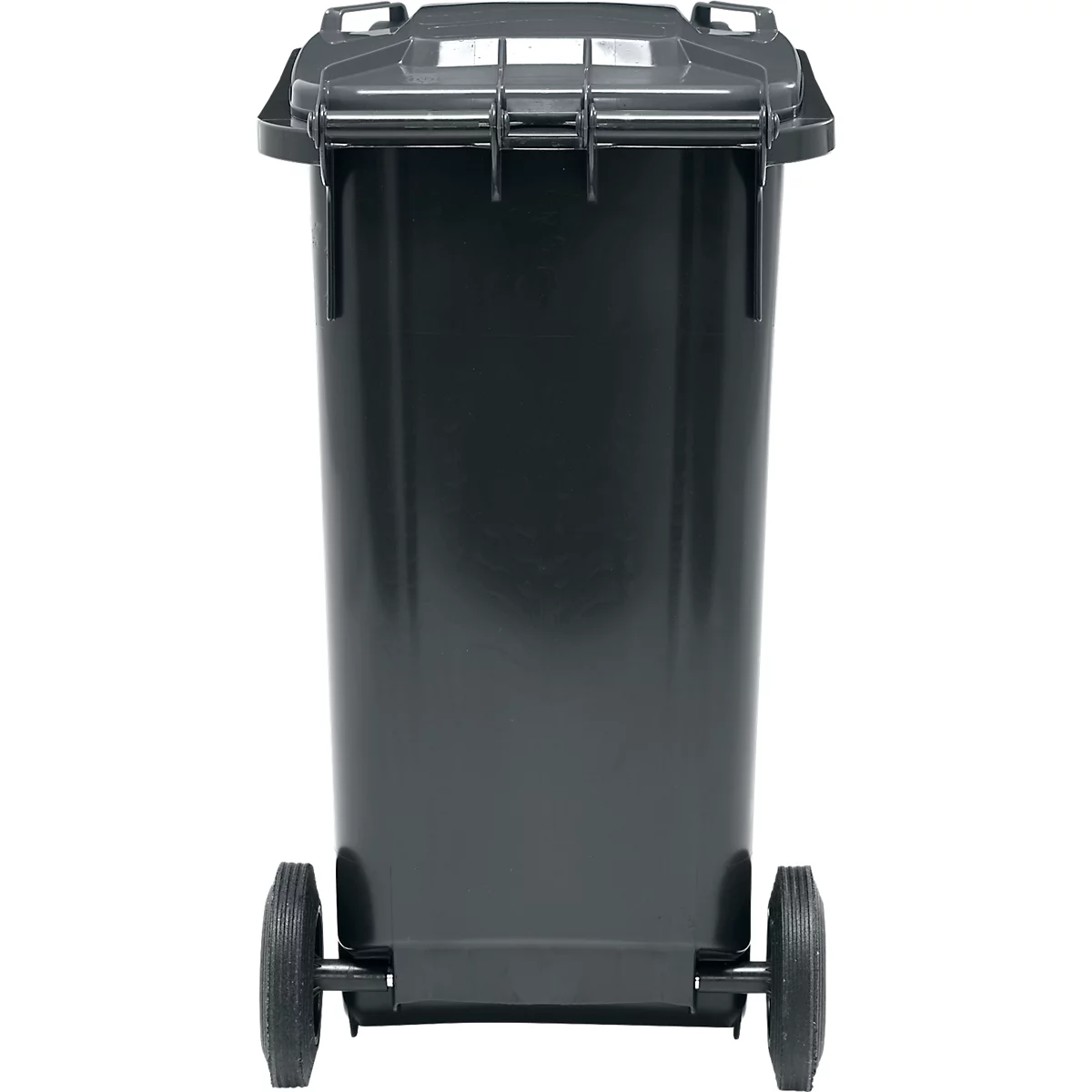 Poubelle mobile SSI Schäfer GMT eXtra, 120 l, EN 840, préparée pour recevoir une puce, poignée de traction, plastique recyclé à 90 %, noir-noir