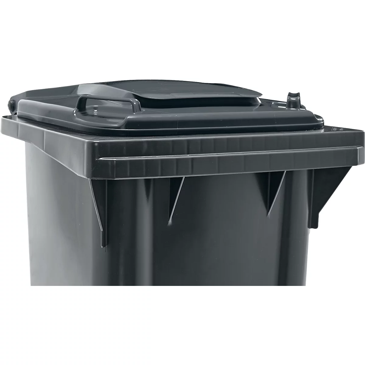 Poubelle mobile SSI Schäfer GMT eXtra, 120 l, EN 840, préparée pour recevoir une puce, poignée de traction, plastique recyclé à 90 %, noir-noir