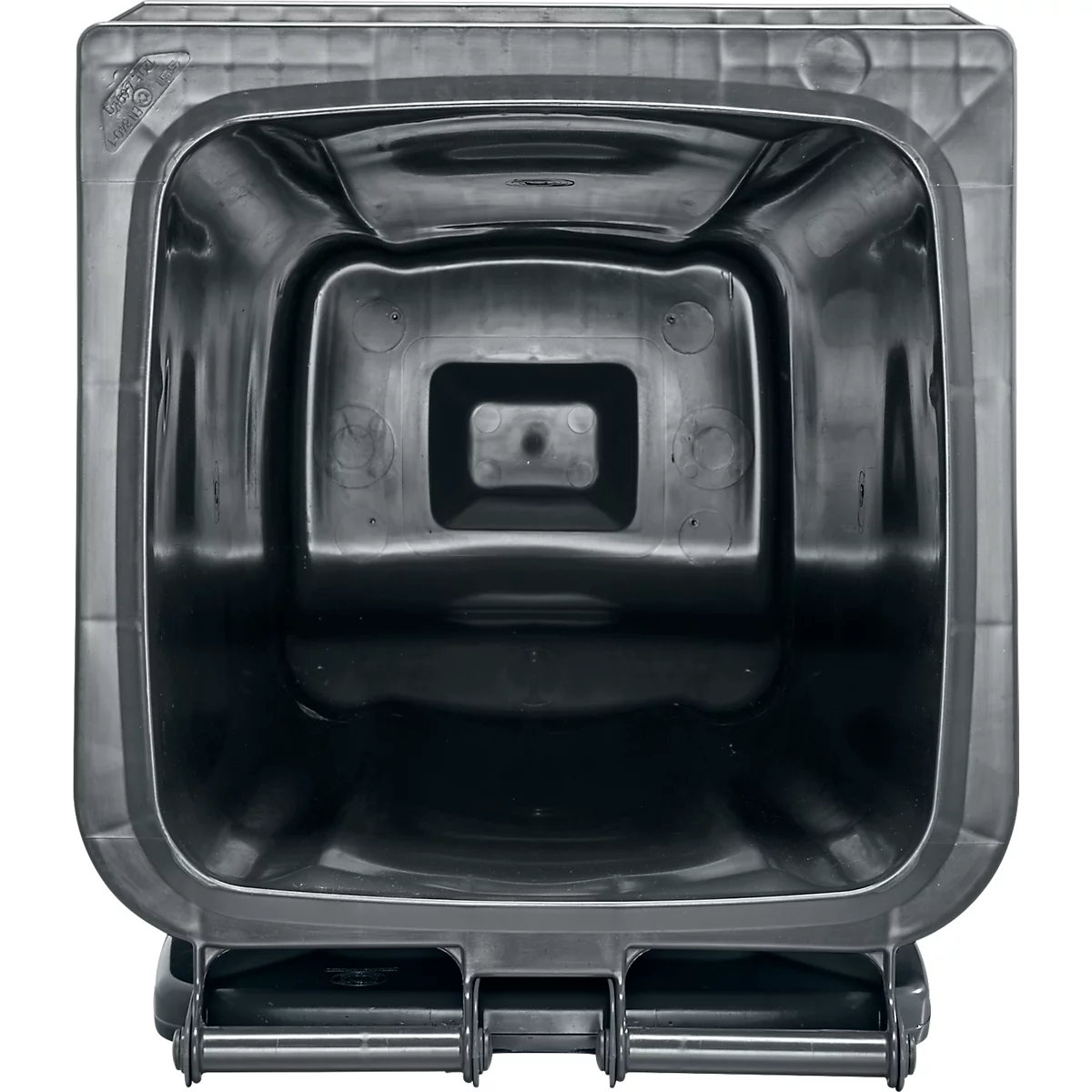 Poubelle mobile SSI Schäfer GMT eXtra, 120 l, EN 840, préparée pour recevoir une puce, poignée de traction, plastique recyclé à 90 %, noir-noir
