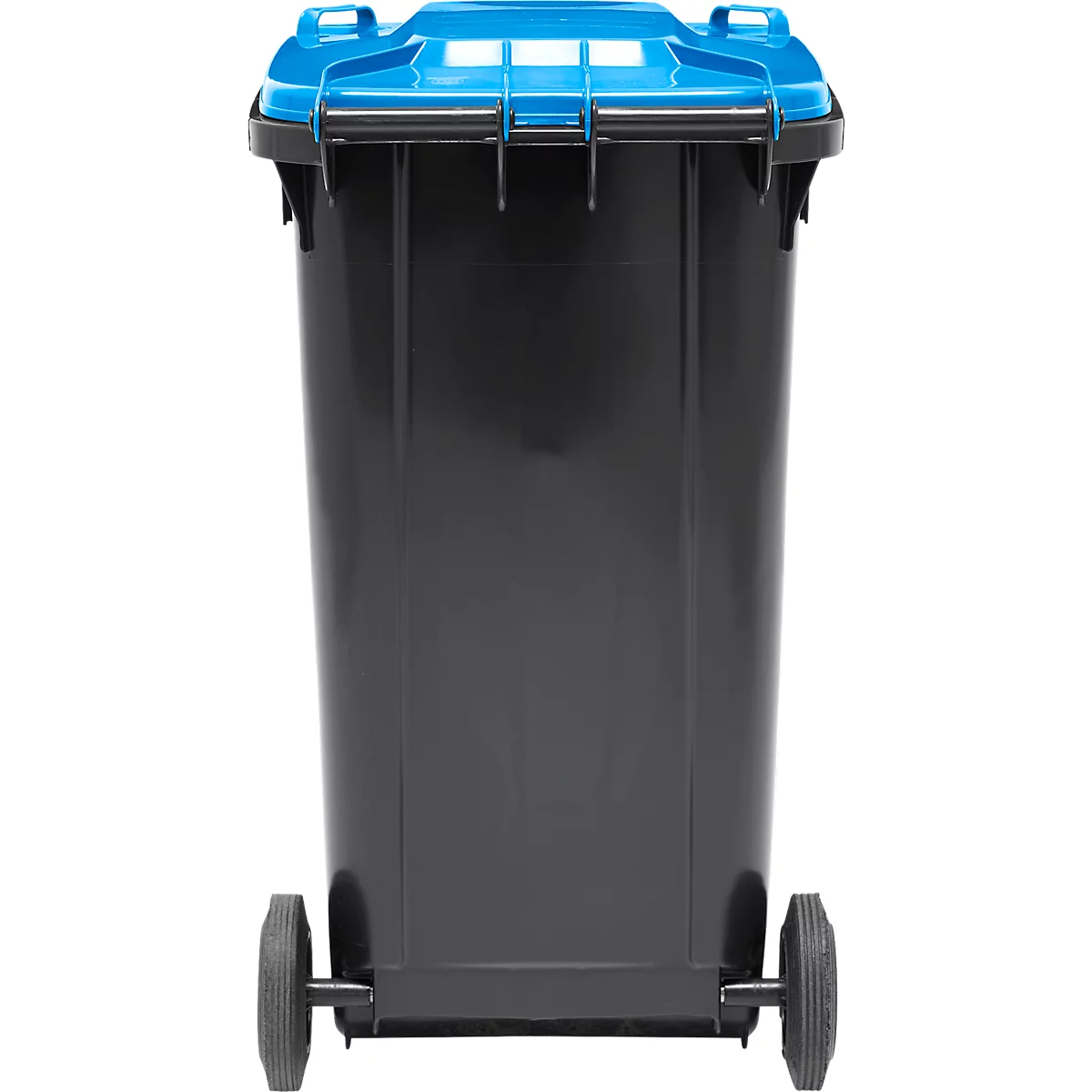 Poubelle mobile SSI Schäfer GMT eXtra, 240 l, EN 840, préparée pour recevoir une puce, poignée de traction, 90 % de plastique recyclé, noir-bleu