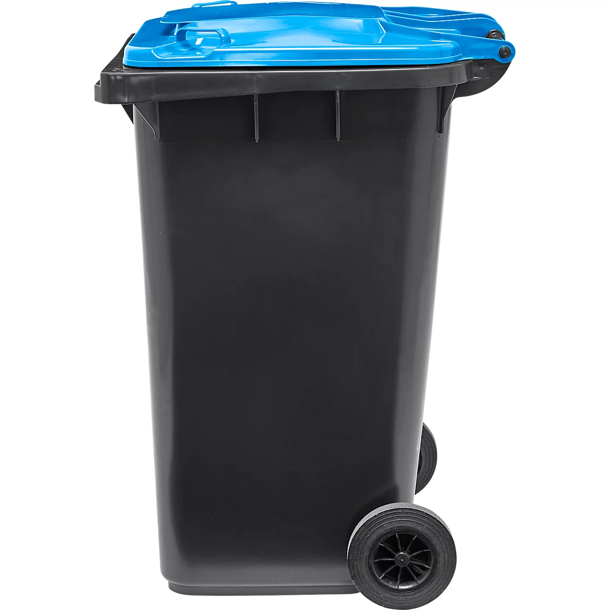 Poubelle mobile SSI Schäfer GMT eXtra, 240 l, EN 840, préparée pour recevoir une puce, poignée de traction, 90 % de plastique recyclé, noir-bleu