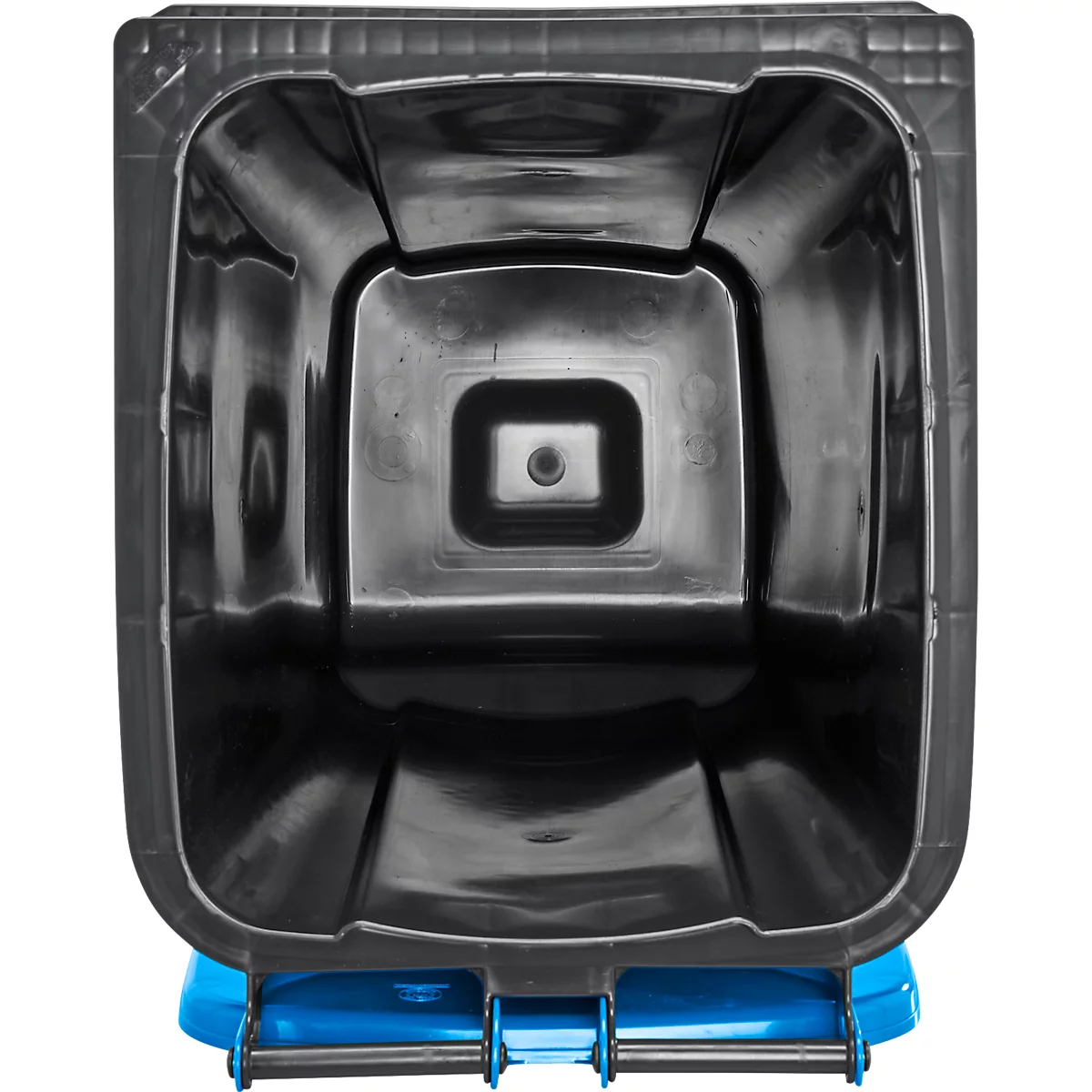 Poubelle mobile SSI Schäfer GMT eXtra, 240 l, EN 840, préparée pour recevoir une puce, poignée de traction, 90 % de plastique recyclé, noir-bleu