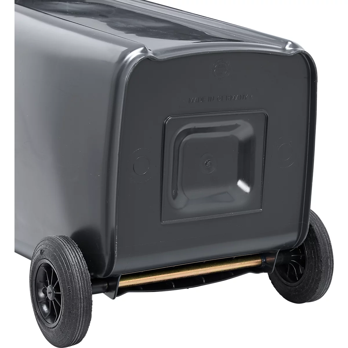 Poubelle mobile SSI Schäfer GMT eXtra, 240 l, EN 840, préparée pour recevoir une puce, poignée de traction, 90 % de plastique recyclé, noir-jaune