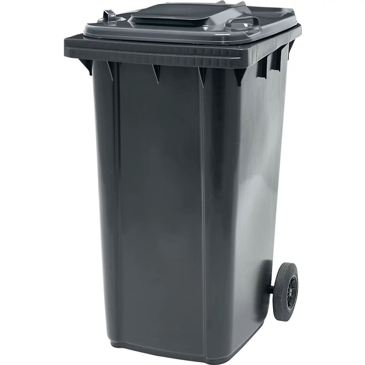 Poubelle mobile SSI Schäfer GMT eXtra, 240 l, EN 840, préparée pour recevoir une puce, poignée de traction, 90 % de plastique recyclé, noir-noir