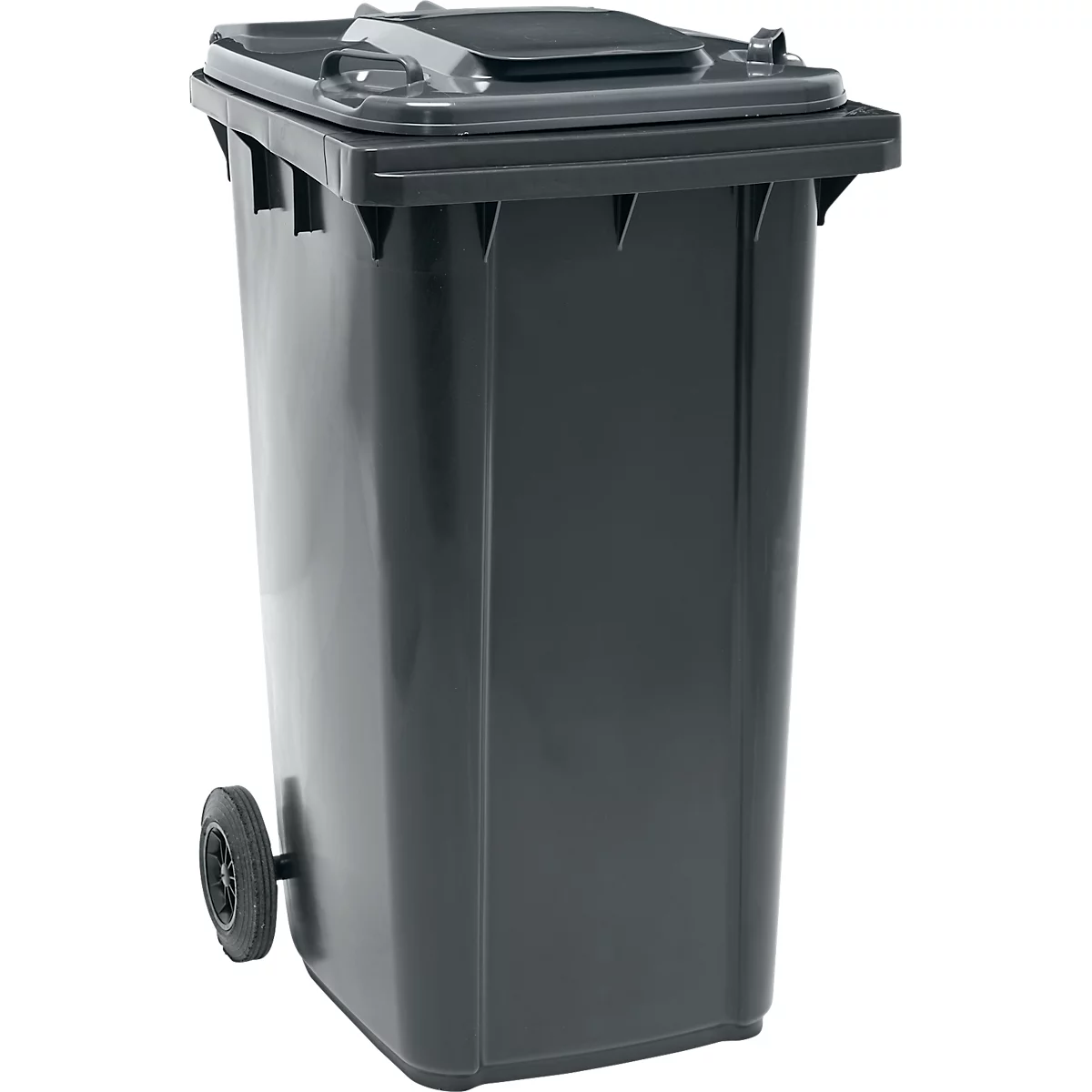 Poubelle mobile SSI Schäfer GMT eXtra, 240 l, EN 840, préparée pour recevoir une puce, poignée de traction, 90 % de plastique recyclé, noir-noir