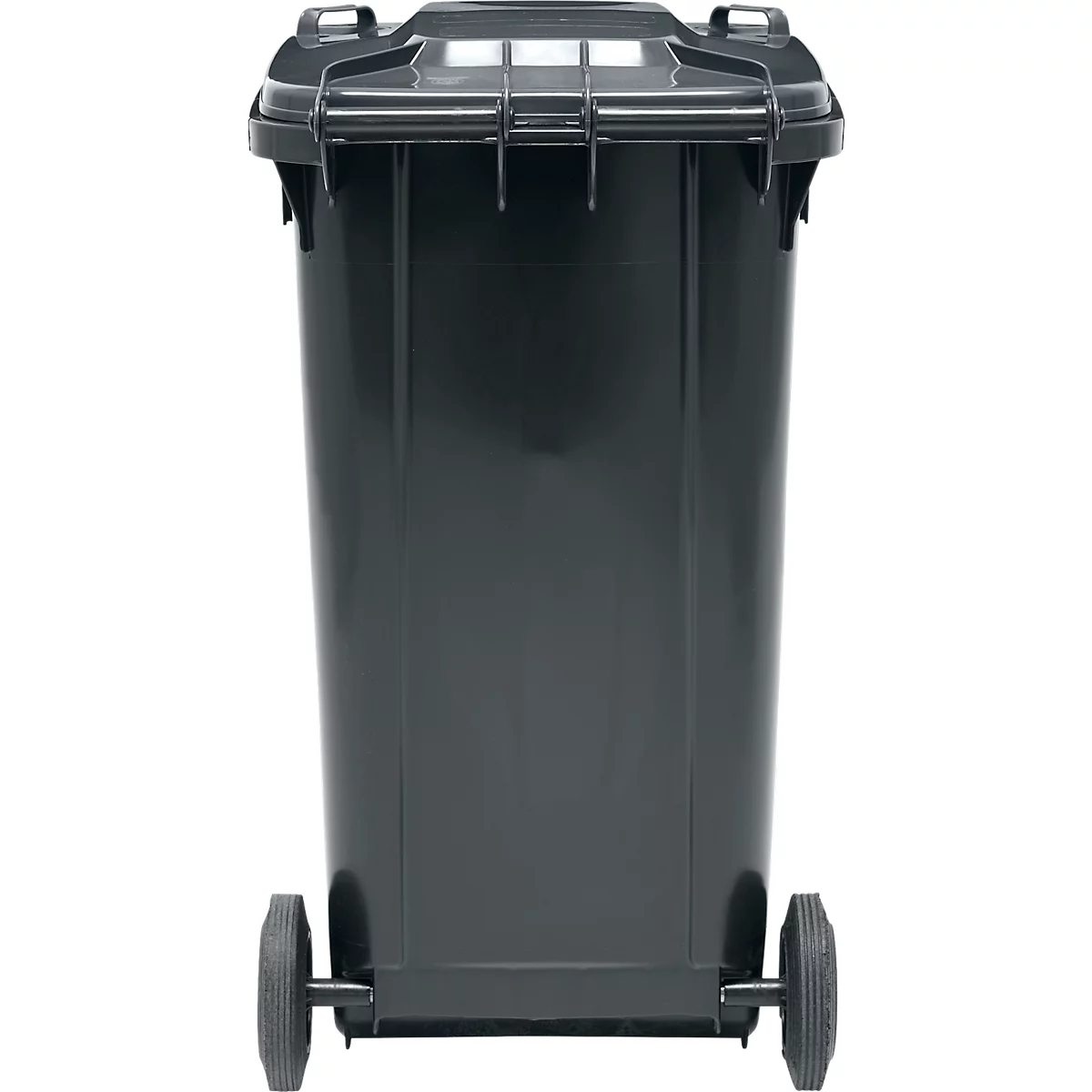 Poubelle mobile SSI Schäfer GMT eXtra, 240 l, EN 840, préparée pour recevoir une puce, poignée de traction, 90 % de plastique recyclé, noir-noir