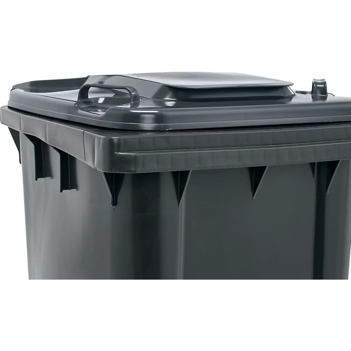 Poubelle mobile SSI Schäfer GMT eXtra, 240 l, EN 840, préparée pour recevoir une puce, poignée de traction, 90 % de plastique recyclé, noir-noir