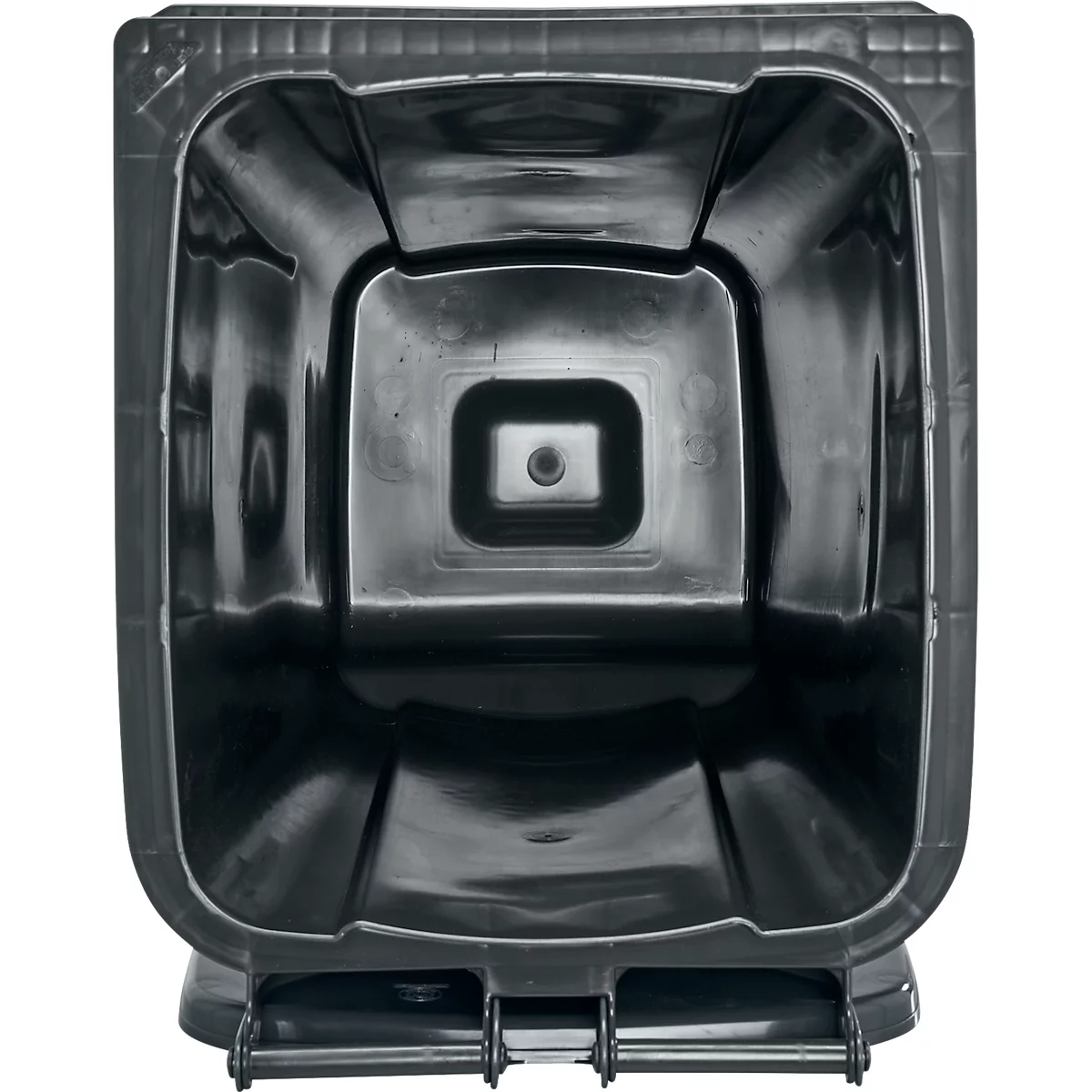 Poubelle mobile SSI Schäfer GMT eXtra, 240 l, EN 840, préparée pour recevoir une puce, poignée de traction, 90 % de plastique recyclé, noir-noir