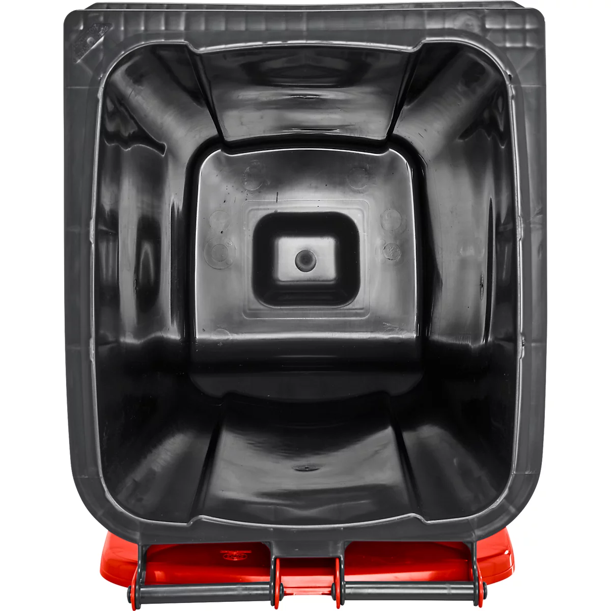 Poubelle mobile SSI Schäfer GMT eXtra, 240 l, EN 840, préparée pour recevoir une puce, poignée de traction, 90 % de plastique recyclé, noir-rouge
