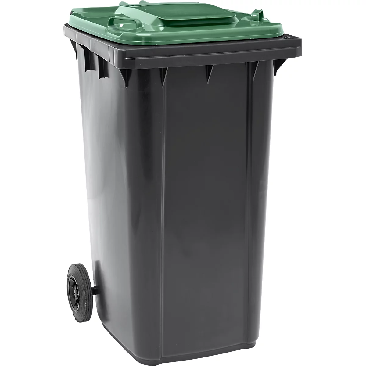 Poubelle mobile SSI Schäfer GMT eXtra, 240 l, EN 840, préparée pour recevoir une puce, poignée de traction, 90 % de plastique recyclé, noir-vert