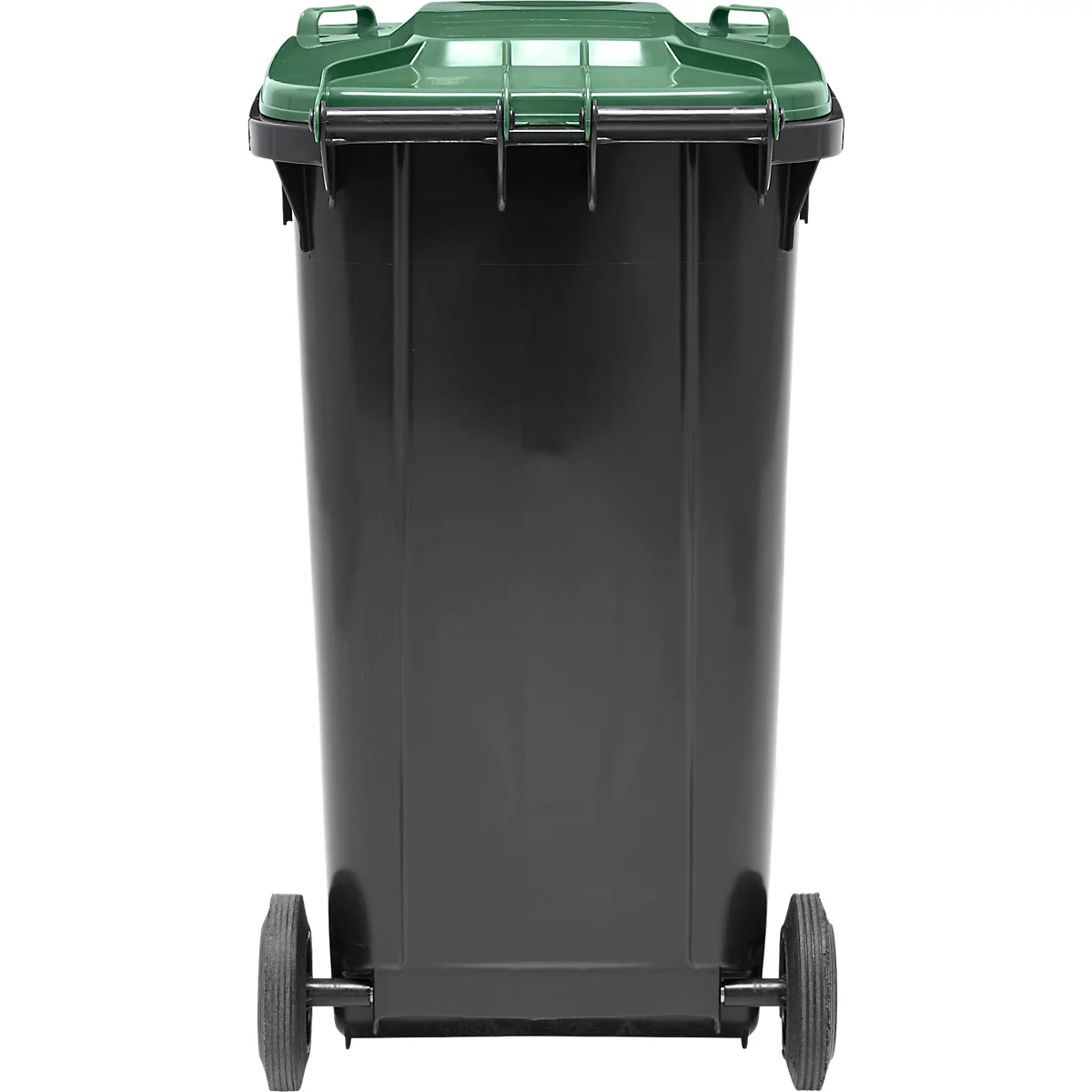 Poubelle mobile SSI Schäfer GMT eXtra, 240 l, EN 840, préparée pour recevoir une puce, poignée de traction, 90 % de plastique recyclé, noir-vert
