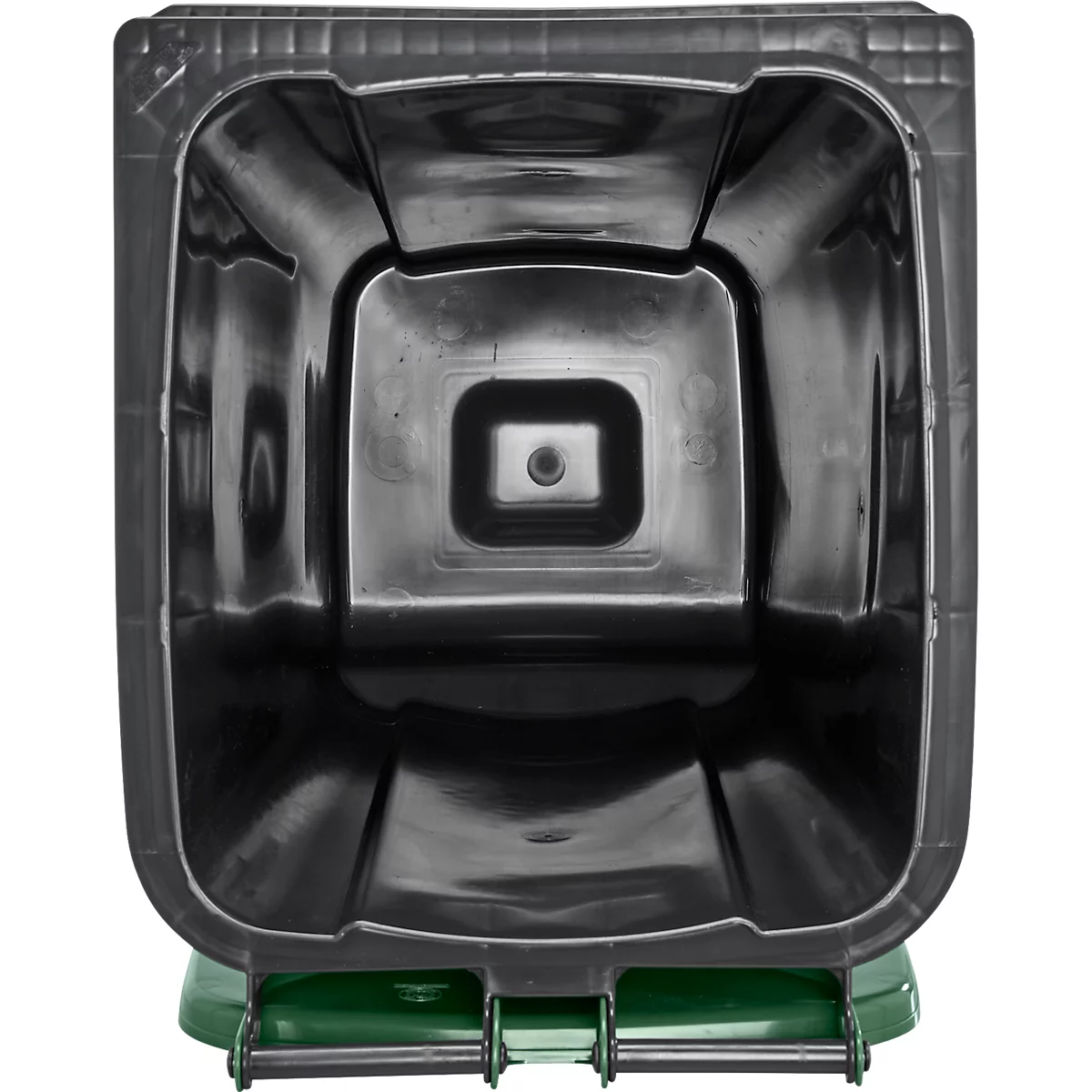 Poubelle mobile SSI Schäfer GMT eXtra, 240 l, EN 840, préparée pour recevoir une puce, poignée de traction, 90 % de plastique recyclé, noir-vert