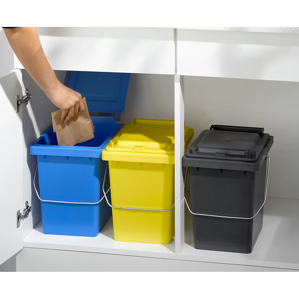 Poubelle Mülli - pour tri sélectif ou stockage - l. 175 x P 195 x H 300 mm - 10 litres - anthracite