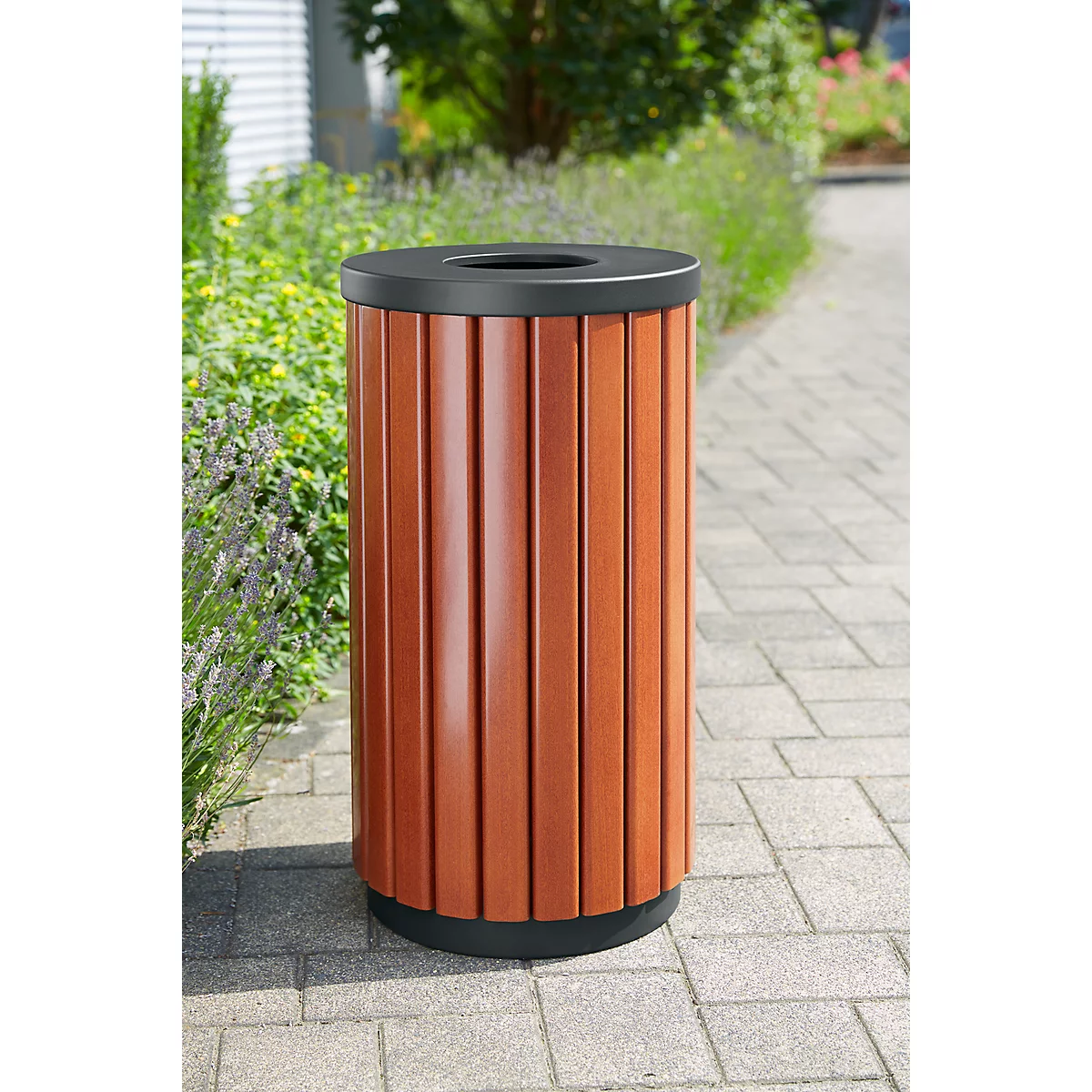 Poubelle pour l'extérieur 40 L, rond avec ouverture sur le dessus