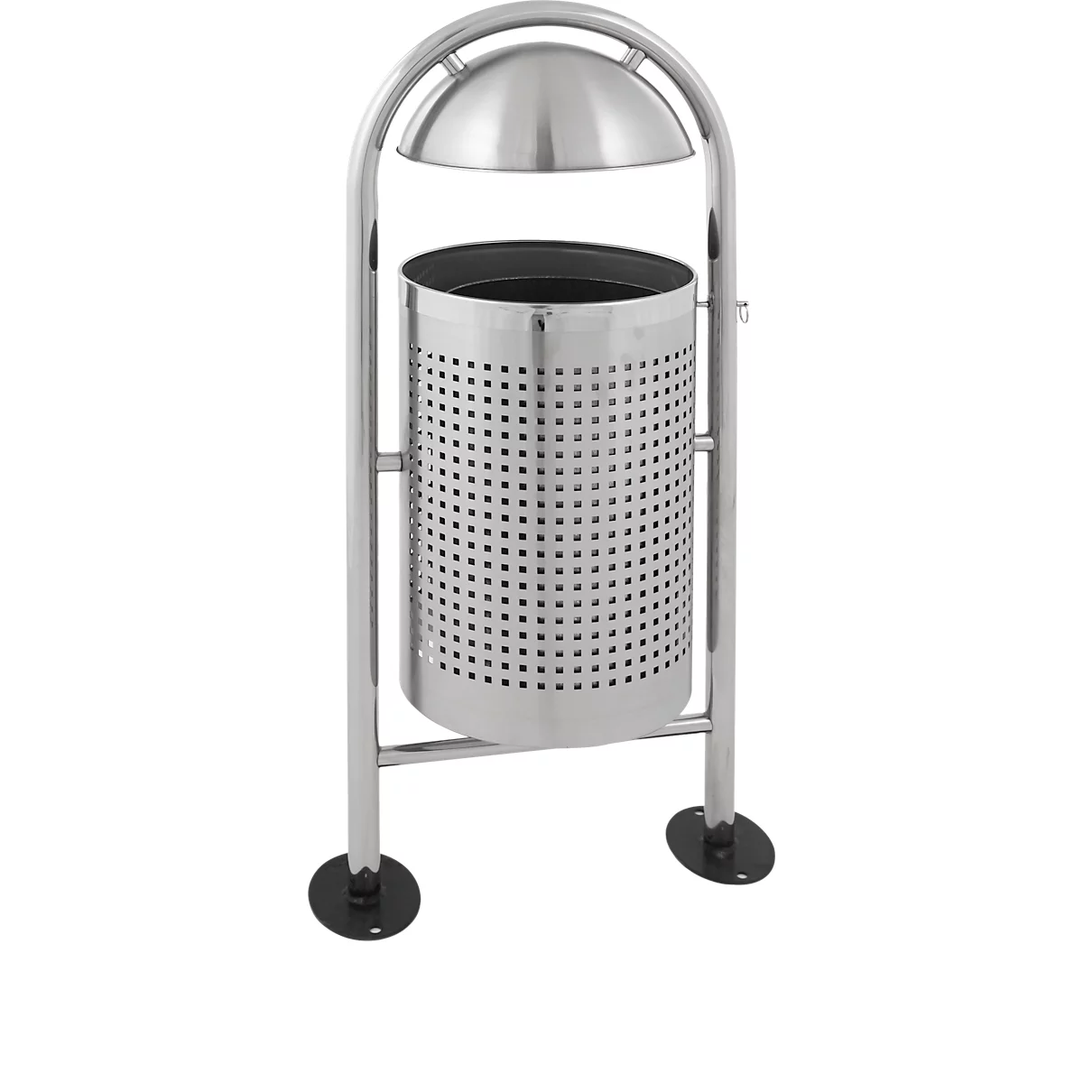 Poubelle ronde avec toit de protection
