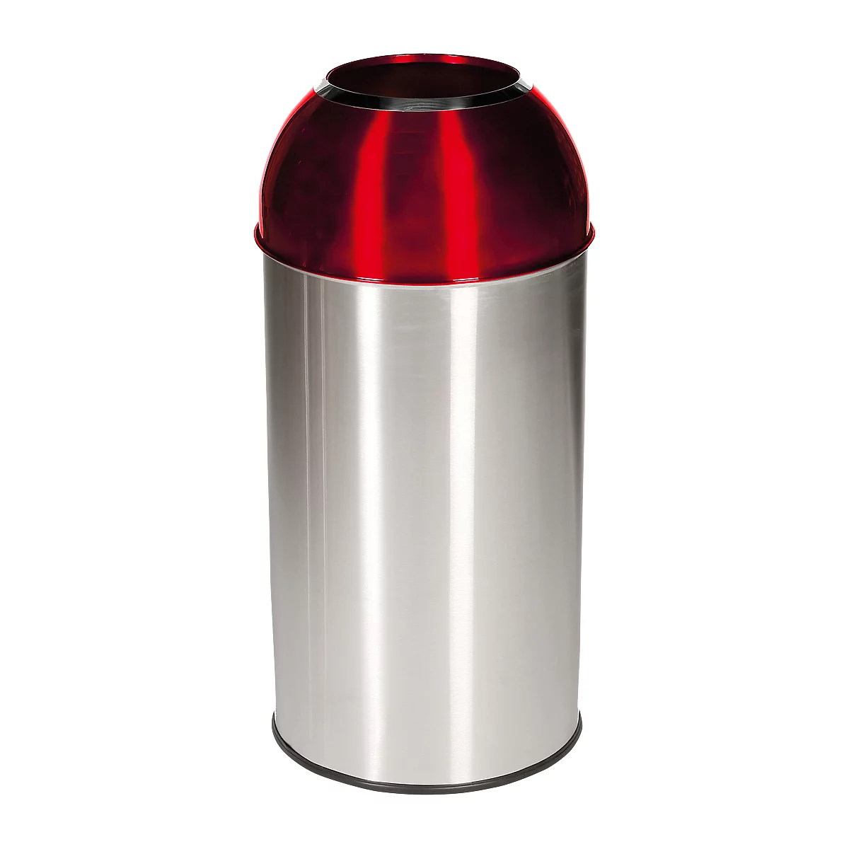 Poubelle ronde en inox Orgavente, 40 litres, Ø 380 x H 740 mm, pour l'intérieur, couvercle, rouge