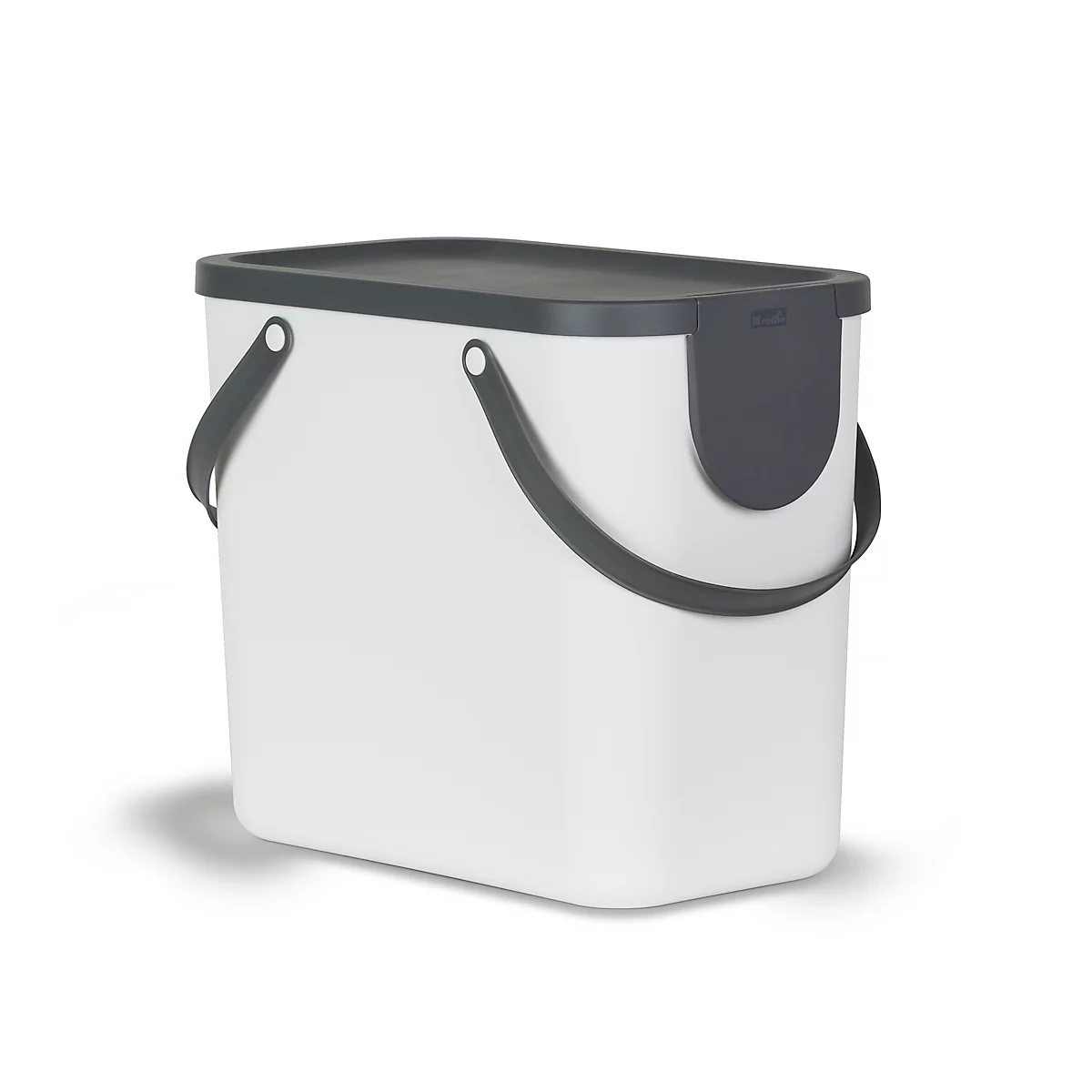 Poubelle Rotho ALBULA, système de recyclage, 25 l, empilable, plastique (sans BPA), blanc mistletoe