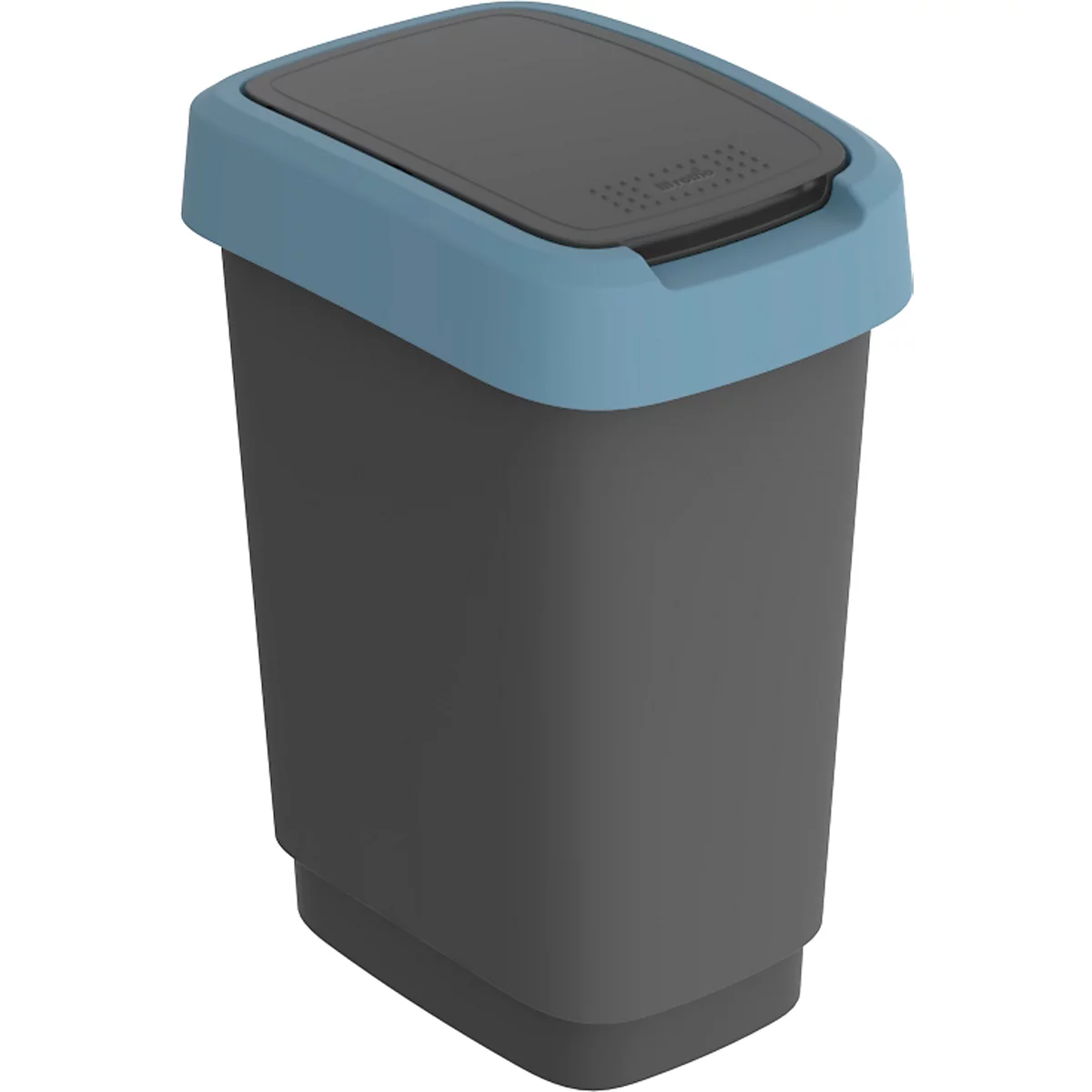 Poubelle Rotho TWIST, 10 l, 2 ouvertures possibles, plastique, bleu