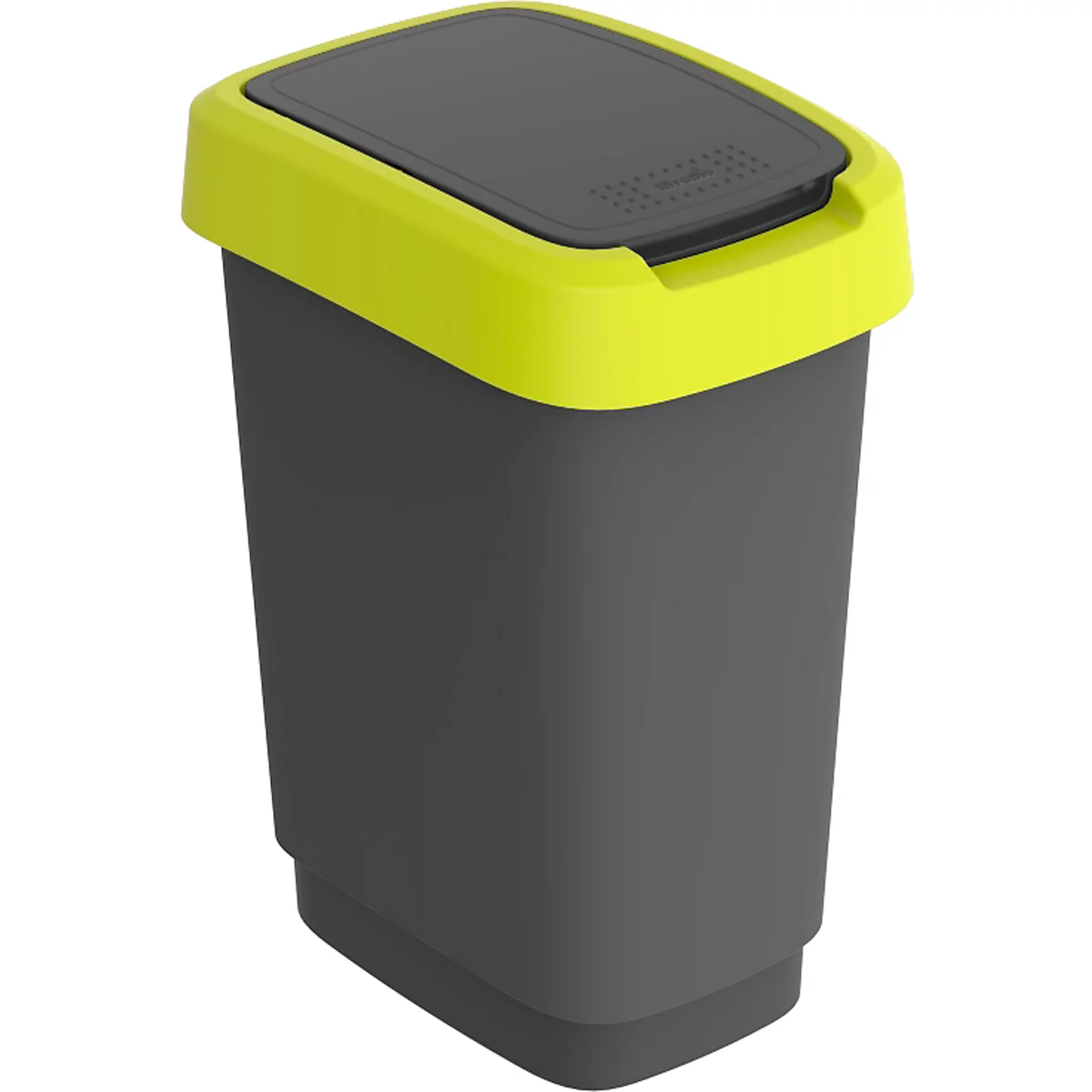 Poubelle Rotho TWIST, 10 l, 2 ouvertures possibles, plastique, vert citron