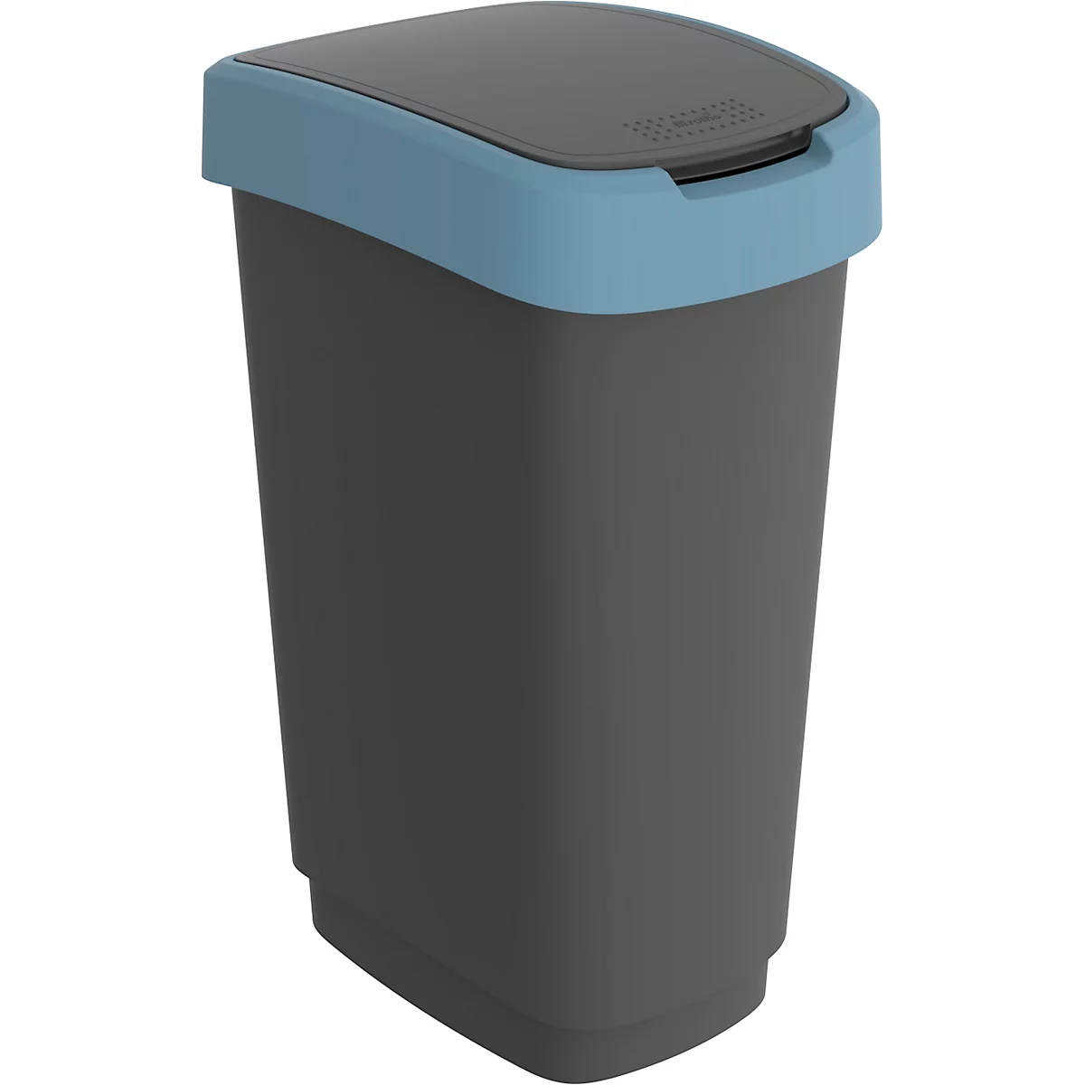 Poubelle Rotho TWIST, 50 l, 2 ouvertures possibles, plastique, bleu