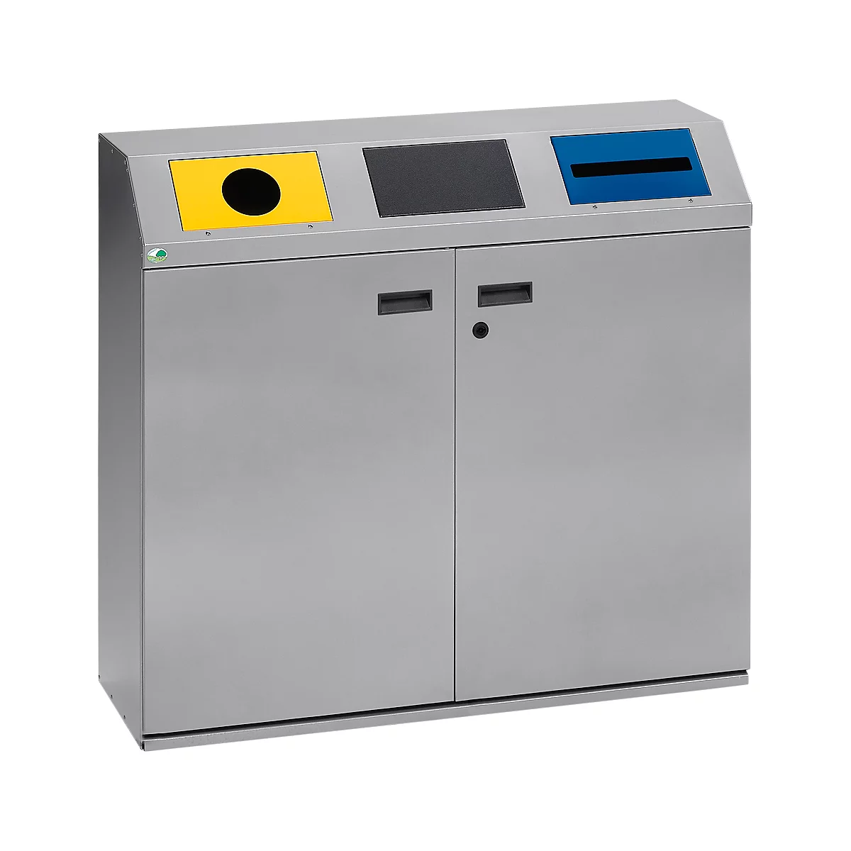 Poubelles de tri sélectif, partie supérieure carrée, argent