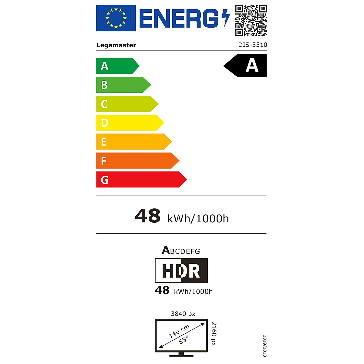 Präsentationsdisplay Legamaster Discover 2 DIS-5510 EU, IPS, 55 Zoll, Quer- und Hochformat, B 1233 x T 71,4 x H 703,5 mm, schwarz