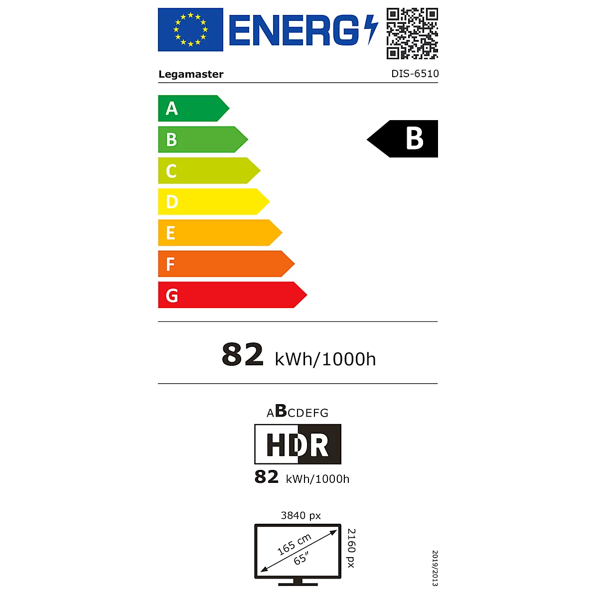 Präsentationsdisplay Legamaster Discover 2 DIS-6510 EU, IPS, 65 Zoll, Quer- und Hochformat, B 1463,3 x T 76,4 x H 838,3 mm, schwarz