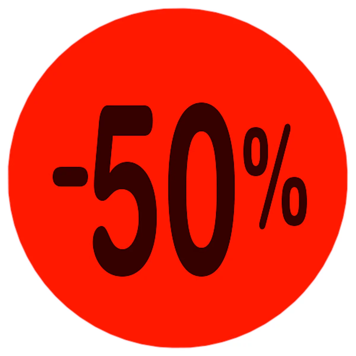 Roter Kreis mit Aufdruck -50%.