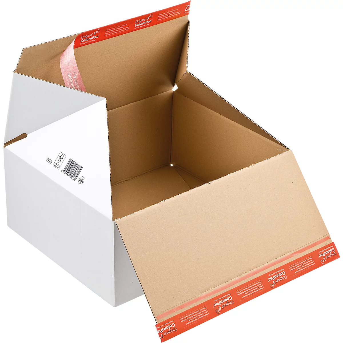 Premium-Blitzbodenkarton ColomPac CP 155.155, B 189 x T 154 x H 131 mm, Z-Faltung, Selbstklebeverschluss, weiss, 20 Stück