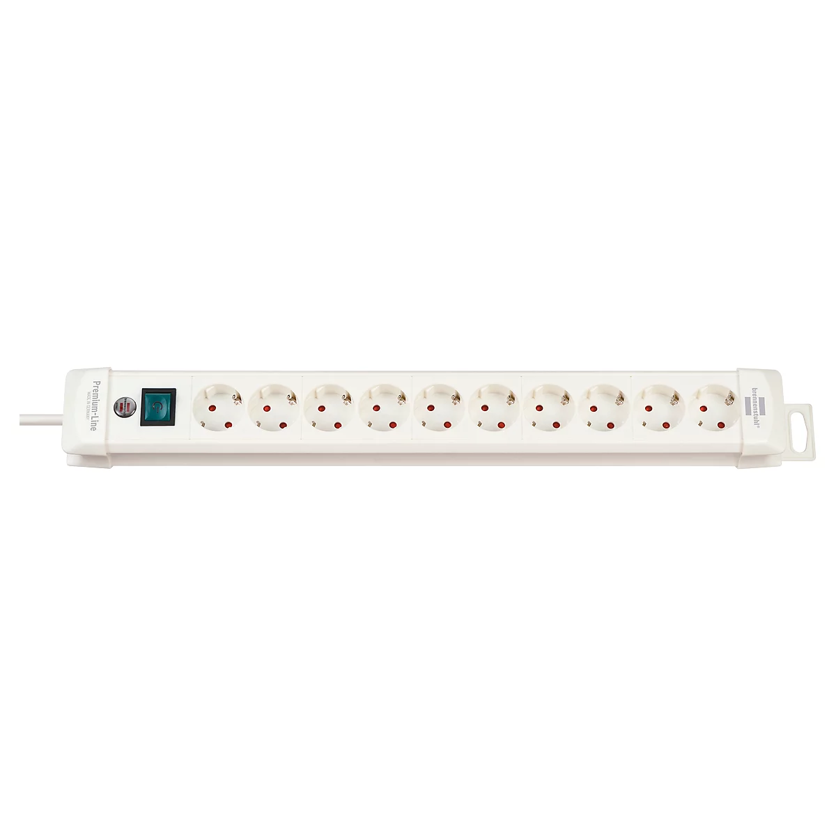 Premium-Line stekkerdozen, 10-voudig, grijs