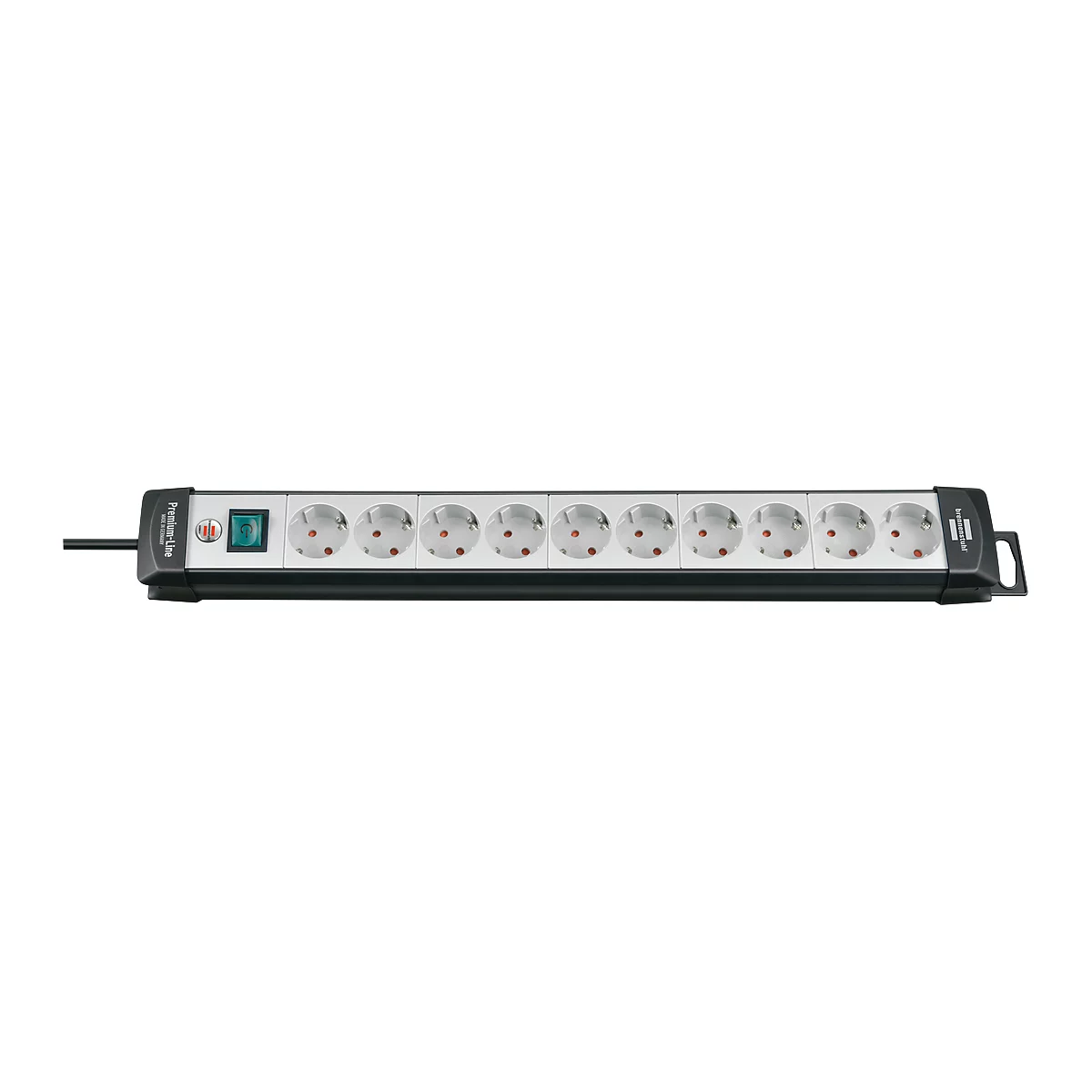Premium-Line stekkerdozen, 10-voudig, zwart/lichtgrijs
