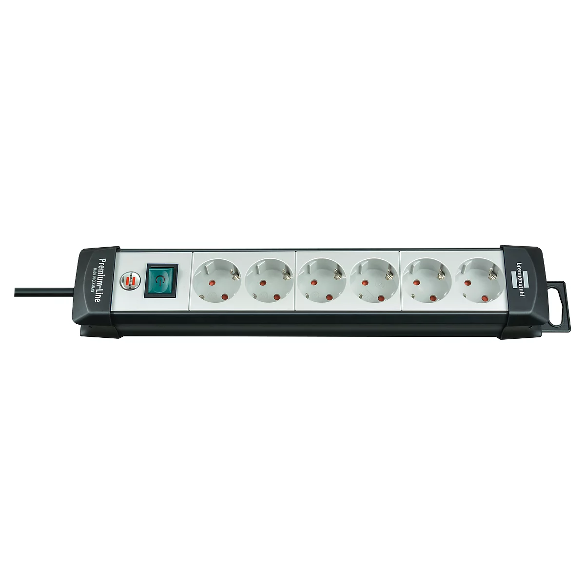 Premium-Line stekkerdozen, 6-voudig, zwart/lichtgrijs