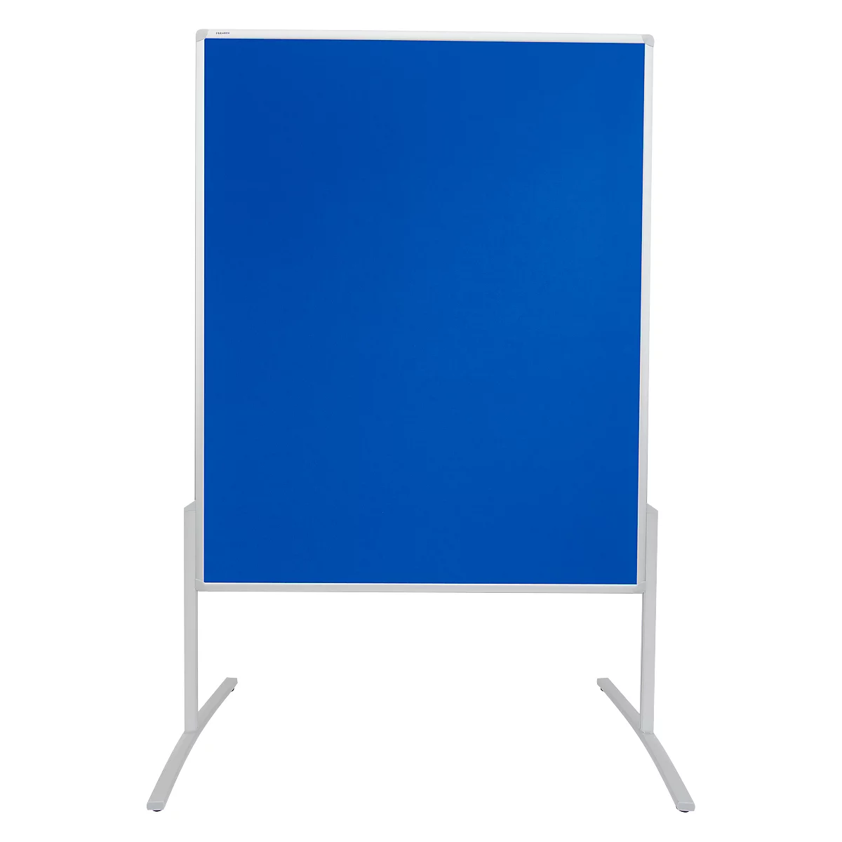 Blue, rectangular screen on a white frame.