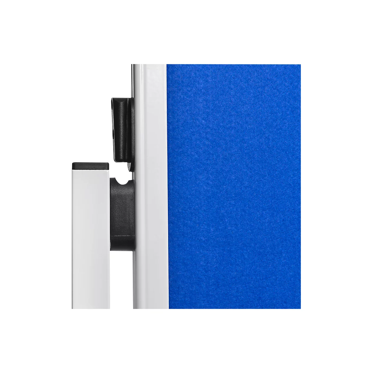 Close-up: white frame, black holder, and blue surface.