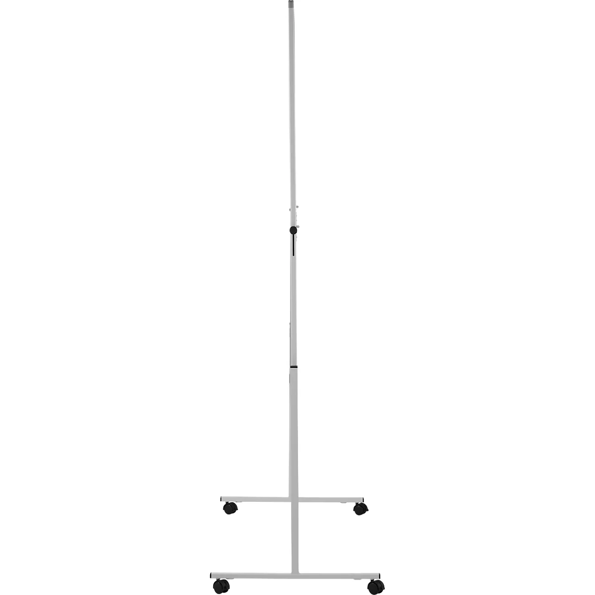 A freestanding white presentation board with wheels.