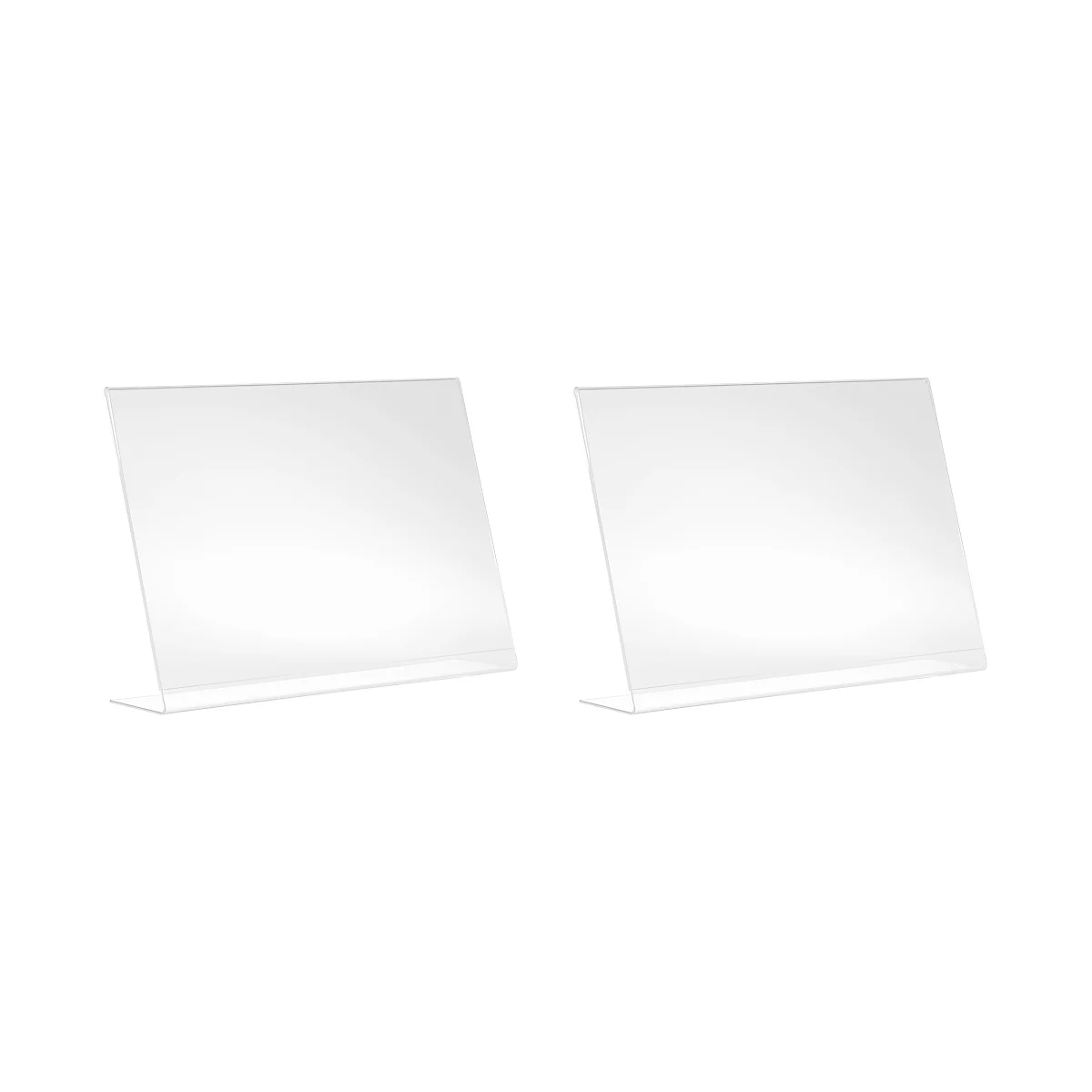 Présentoir de table incliné - acrylique - l. 300 x H 210 mm - pour format A4 paysage - set de 2 p.