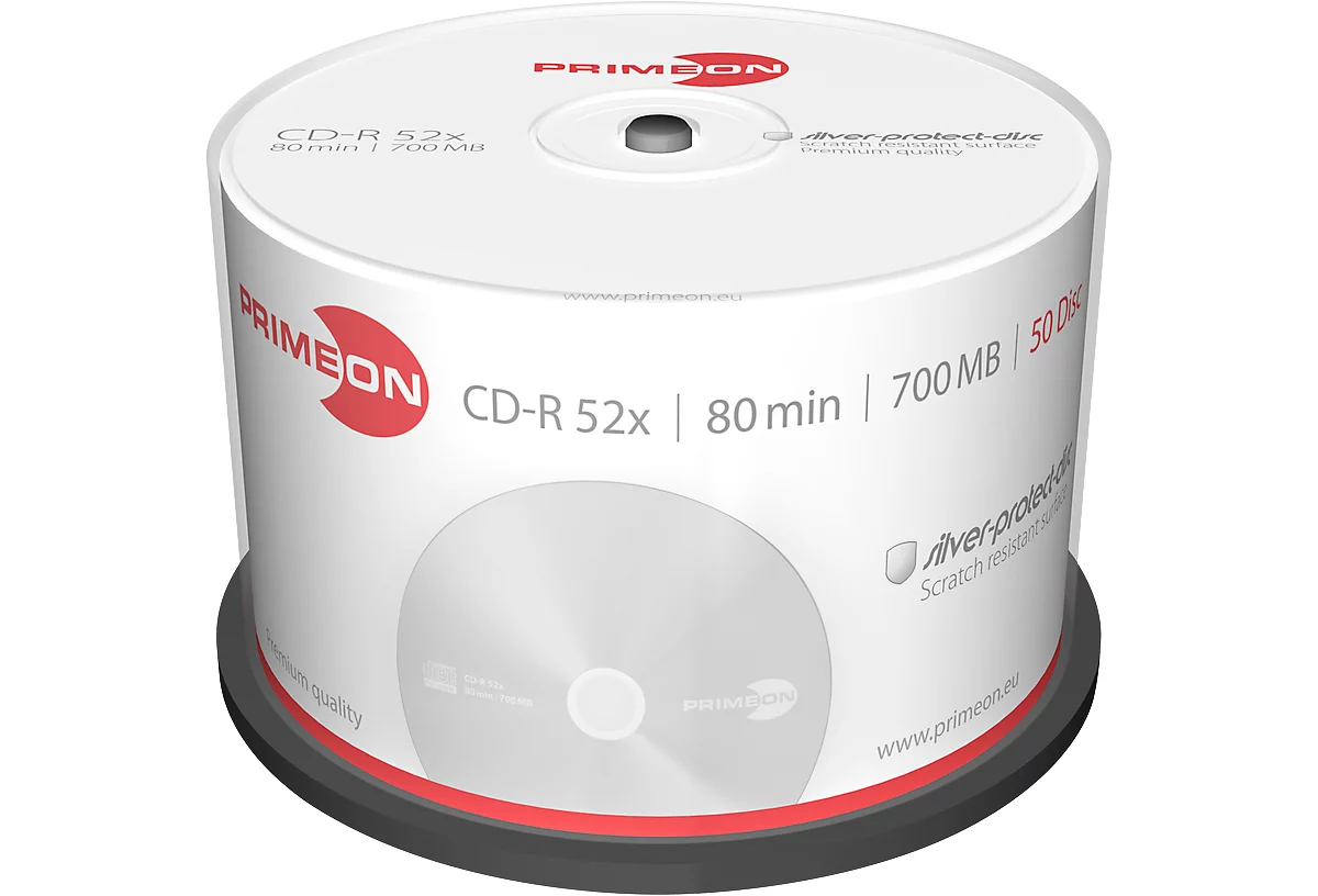 PRIMEON CD-R, bis 52fach, 700 MB/80 min, 50er-Spindel