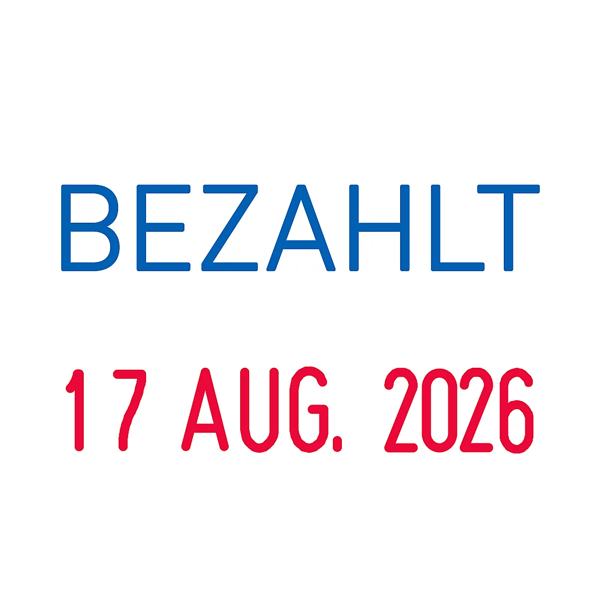 Text saying PAID with the date AUG 17, 2026. The word PAID is blue and the date is red.