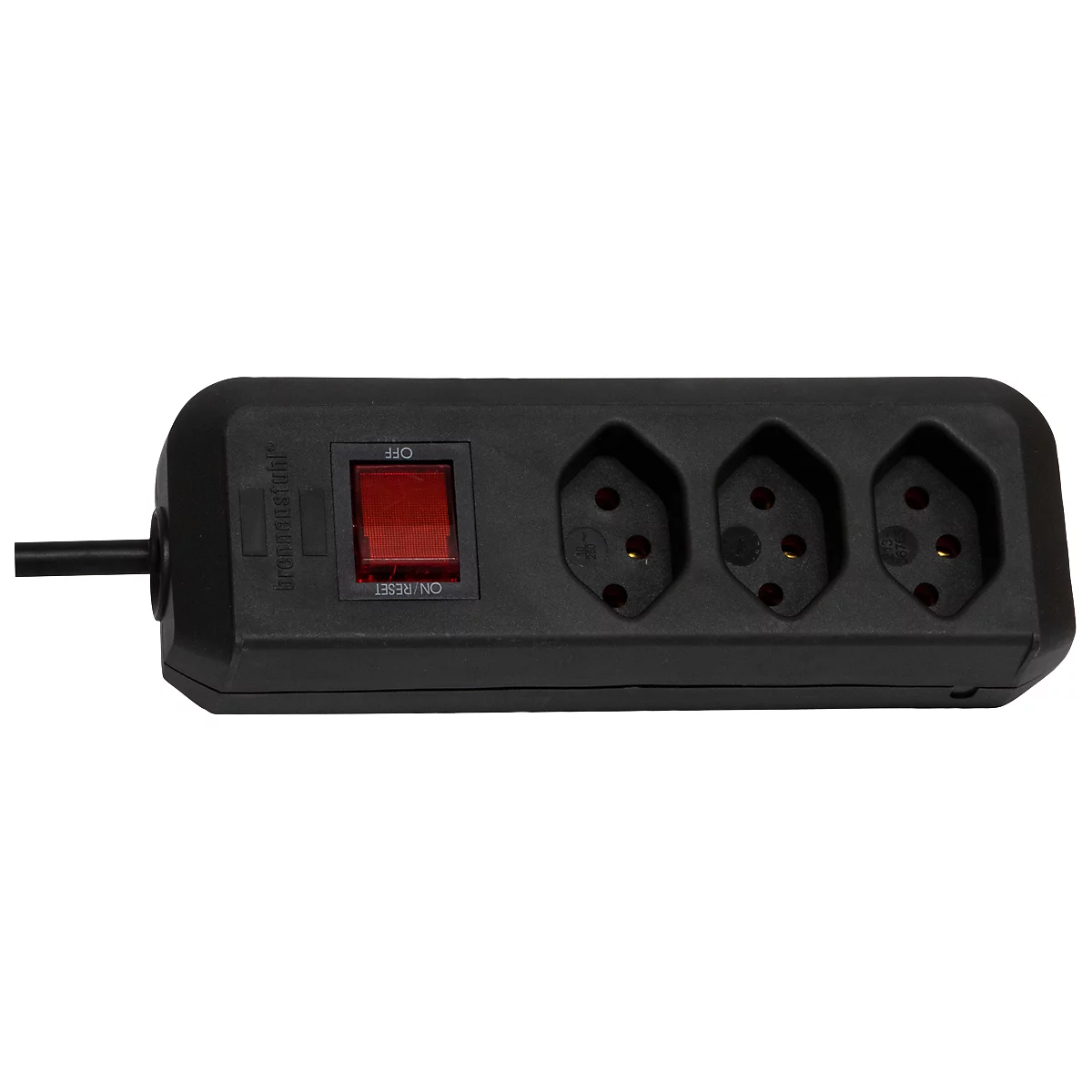 Prise multiple brennenstuhl® cleverLINE, 3x, jusqu'à 2300 W, avec interrupteur éclairé, IP20, longueur du câble 1,5 m, plastique, noir