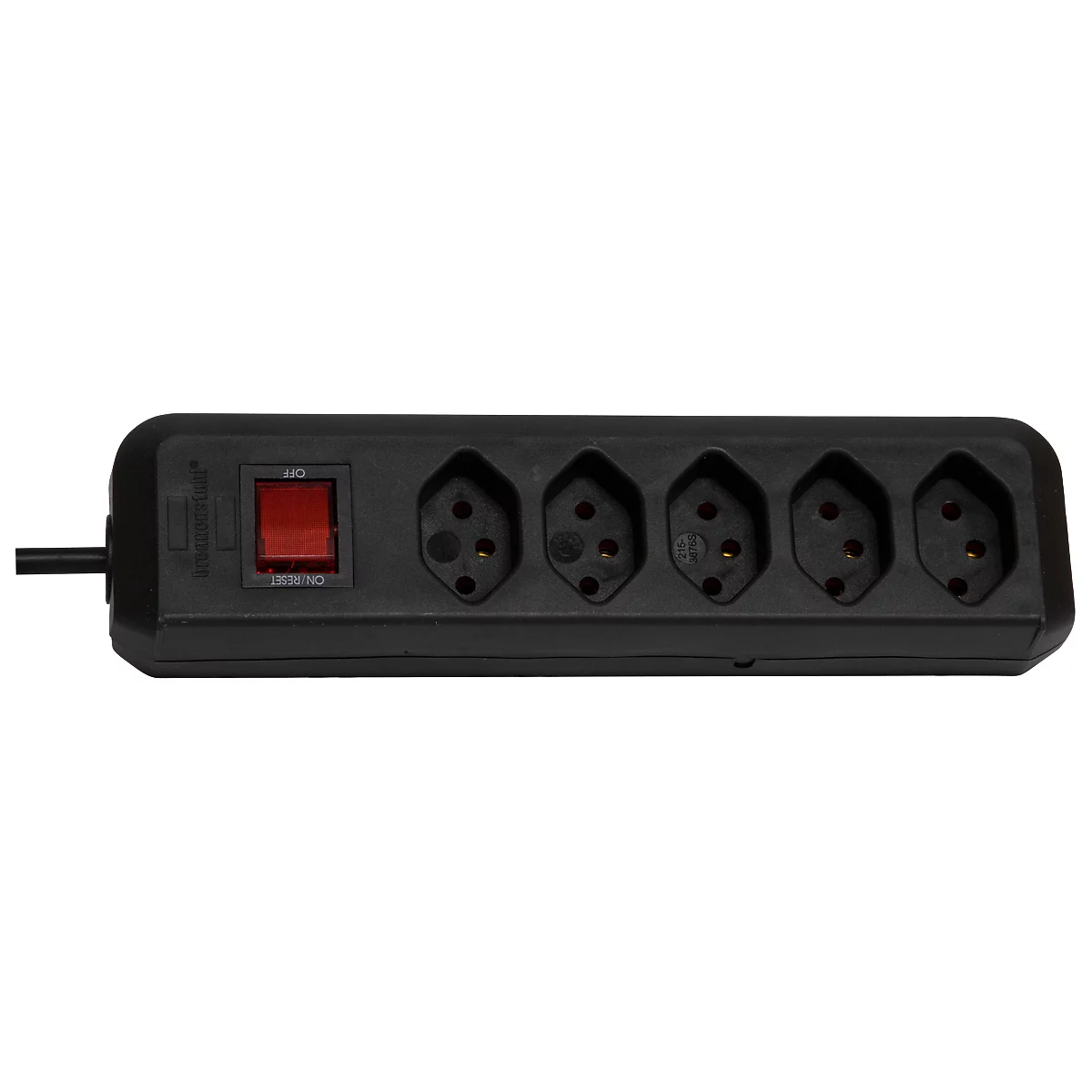 Prise multiple brennenstuhl® cleverLINE, 5x, jusqu'à 2300 W, avec interrupteur éclairé, IP20, longueur du câble 1,5 m, plastique, noir