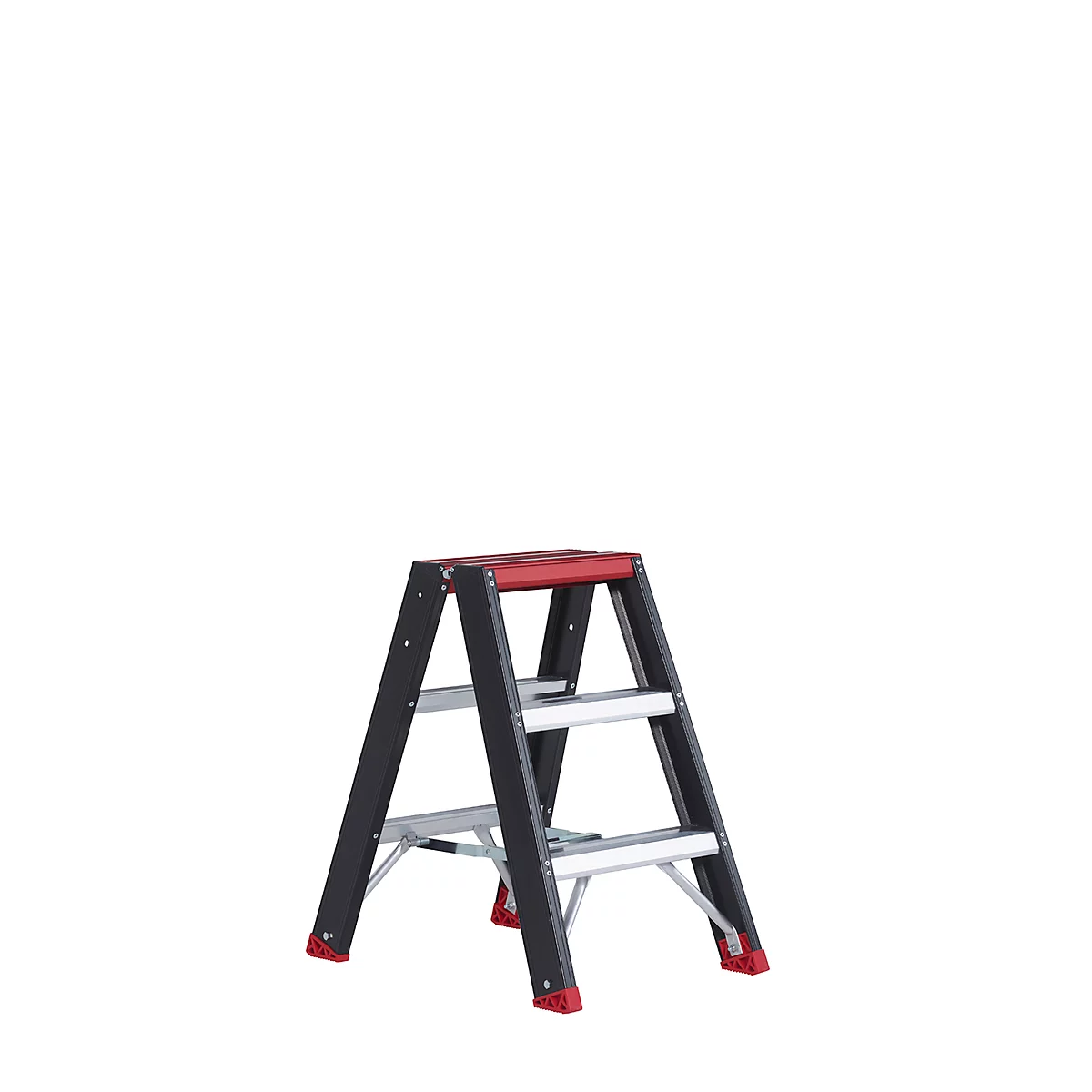 Professional Topline trapladder, 2-zijdig, alu, 2 x 3 treden