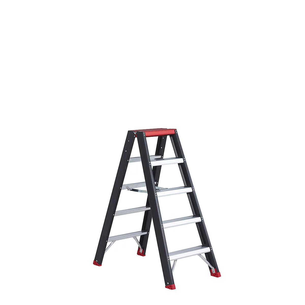 Professional Topline trapladder, 2-zijdig, alu, 2 x 5 treden